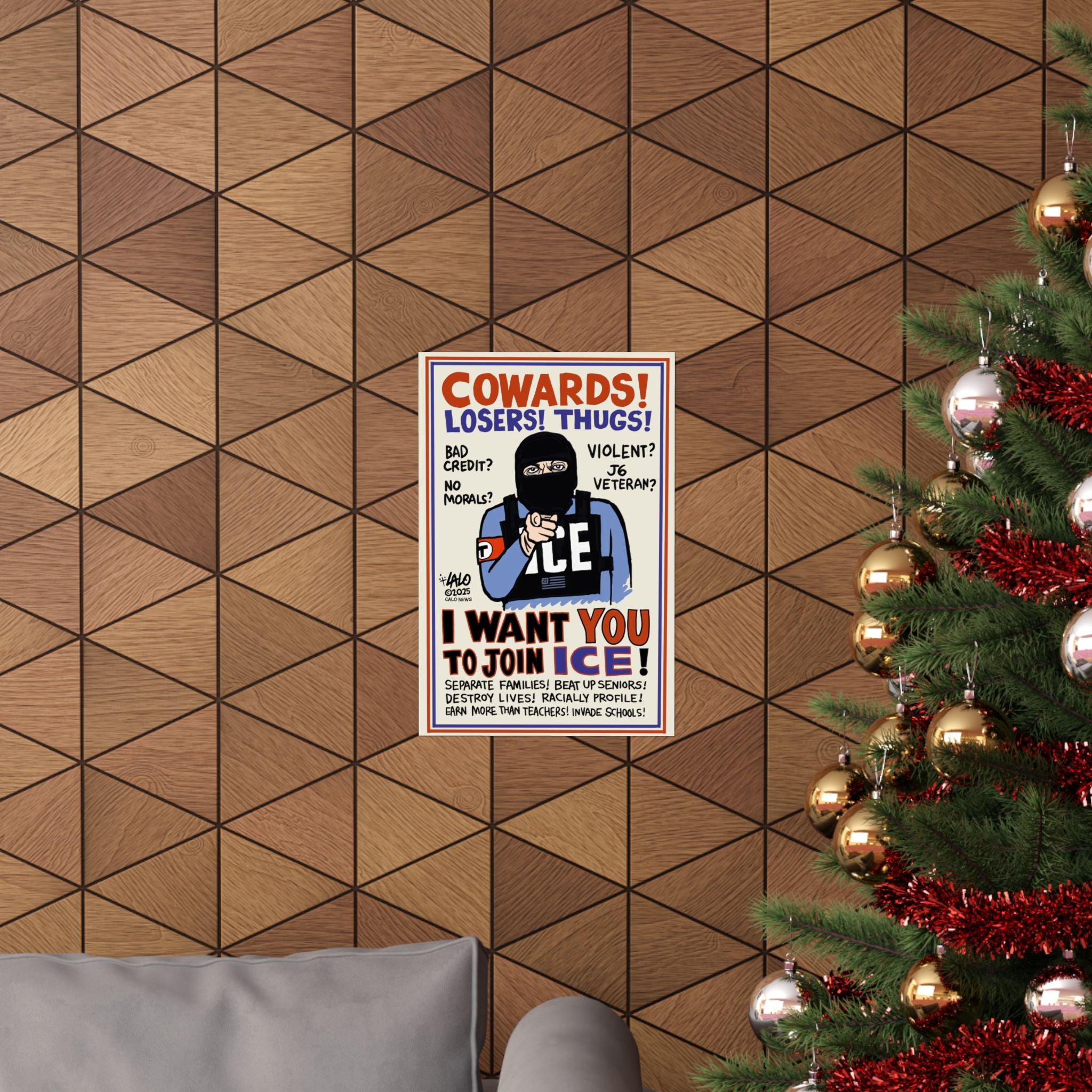 UNCLE ICE WANTS YOU by Lalo Alcaraz Matte Vertical Posters for Home Decor, Wall Art
