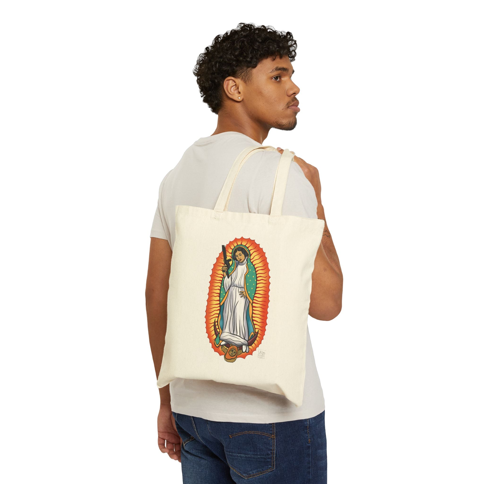 VIRGEN DE GUADALEIA ESTAR WARS Tote by Lalo Alcaraz Canvas Tote Bag