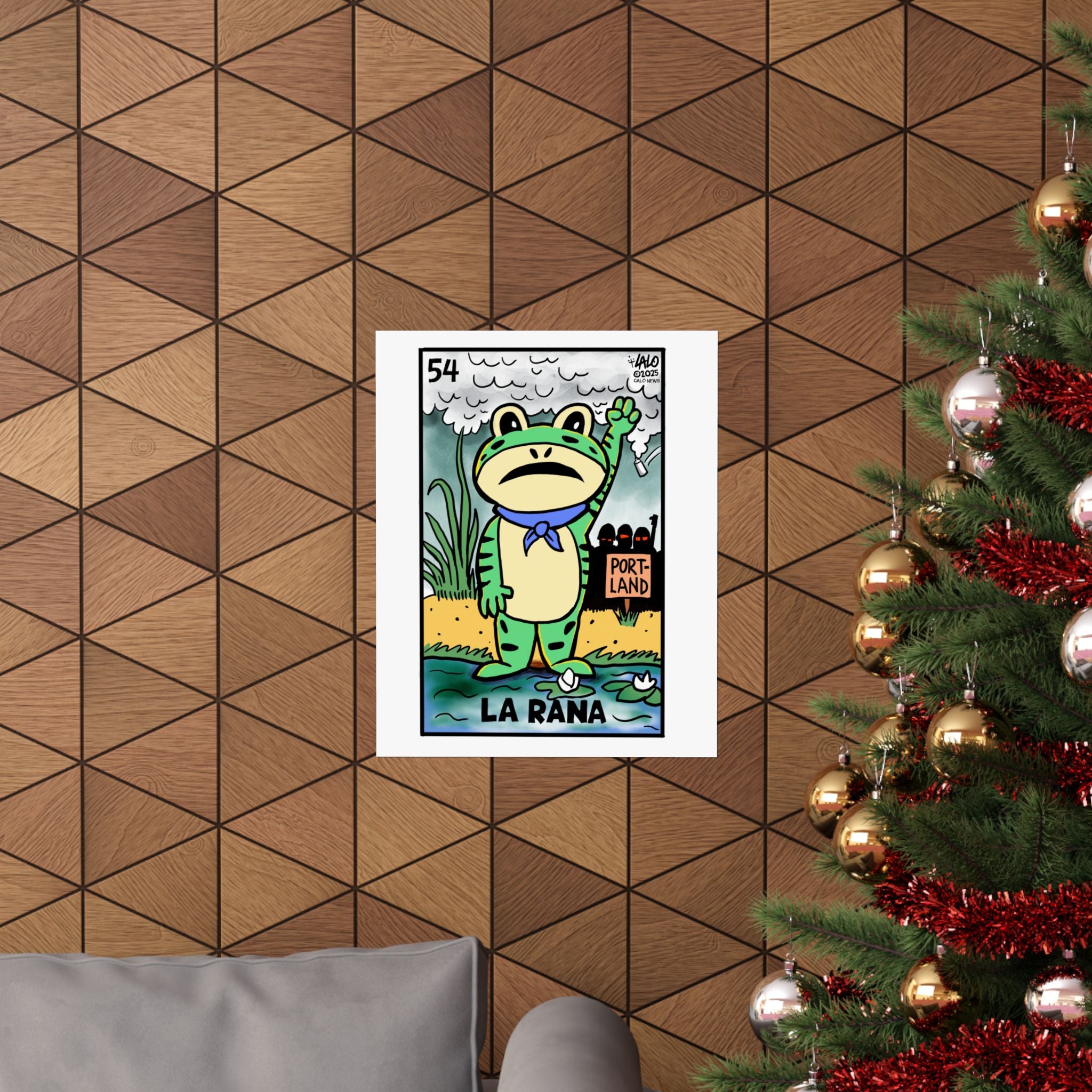 LA RANA de PORTLAND Voteria Card Print by Lalo Alcaraz Matte Vertical Posters for Home Decor, Wall Art