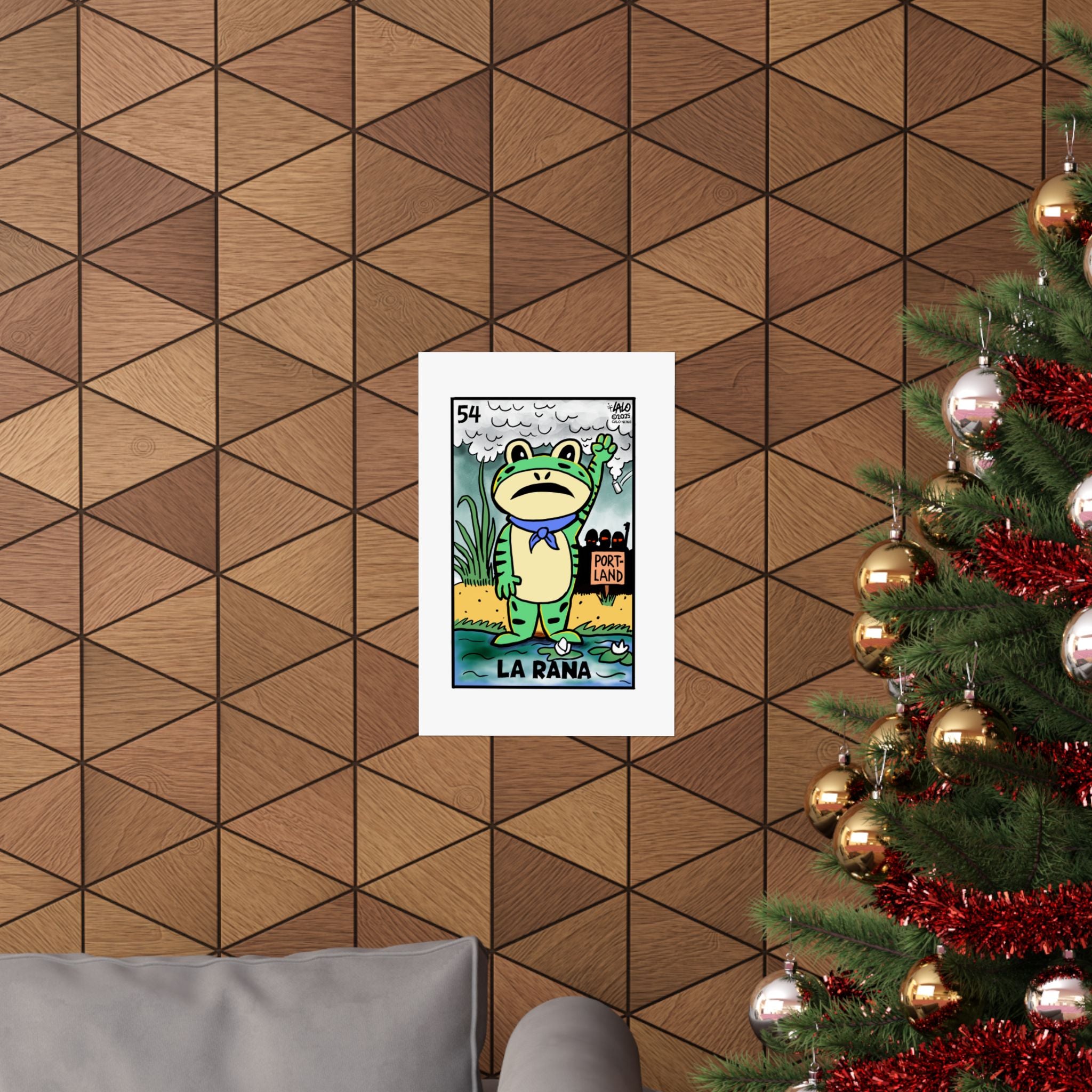 LA RANA de PORTLAND Voteria Card Print by Lalo Alcaraz Matte Vertical Posters for Home Decor, Wall Art
