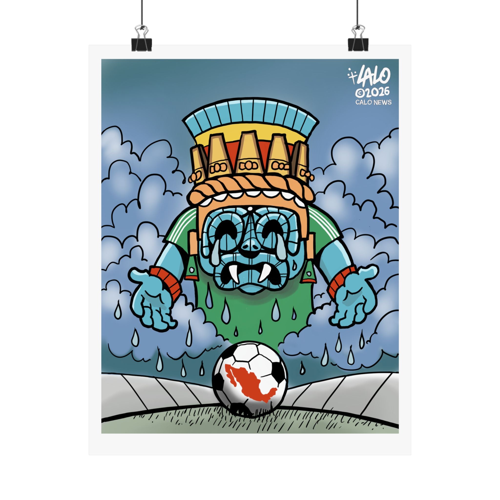 Tlaloc Tears Poster — Matte Vertical Art Print by Lalo Alcaraz
