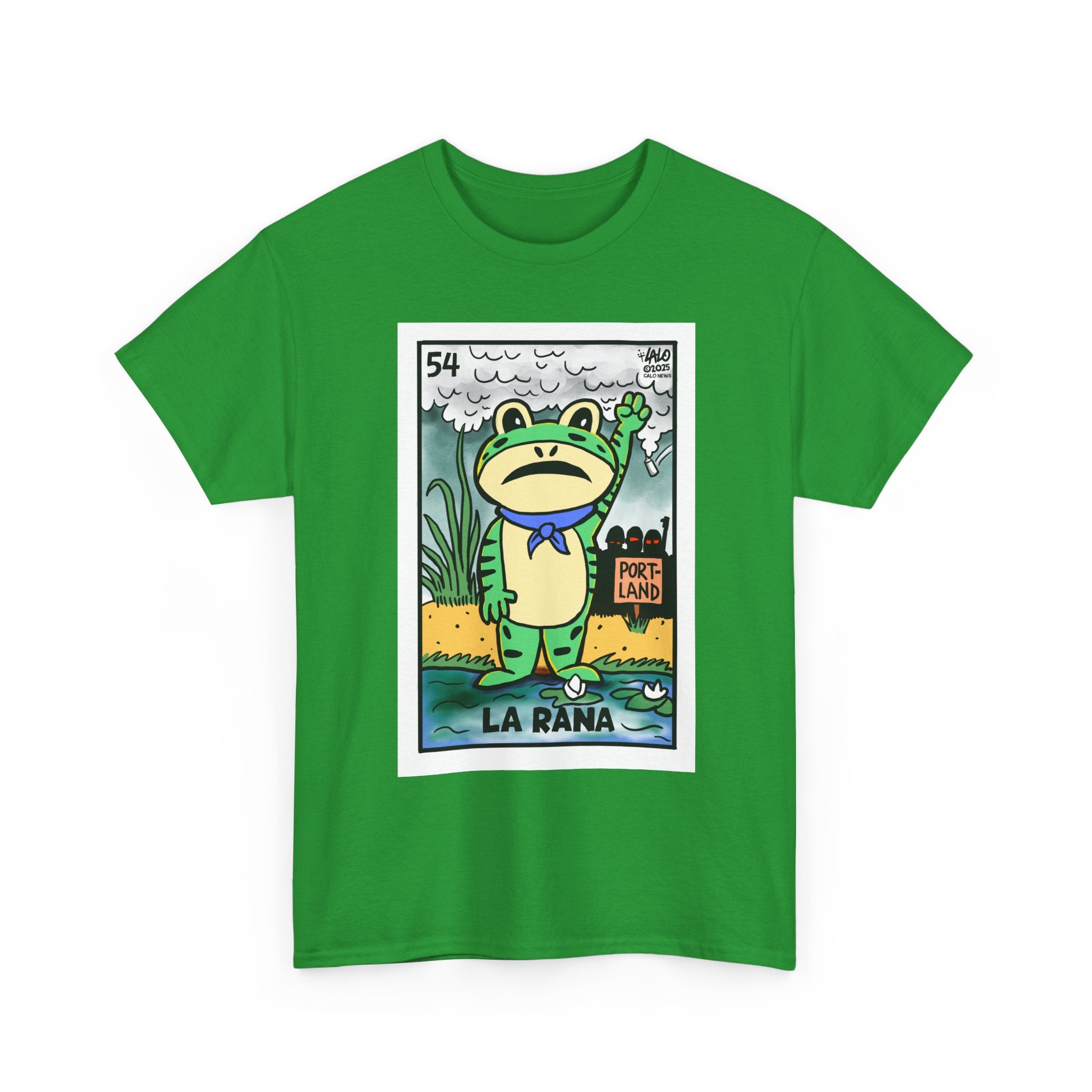 LA RANA DE PORTLAND Voteria T-shirt designed by LALO ALCARAZ #PortlandFrog