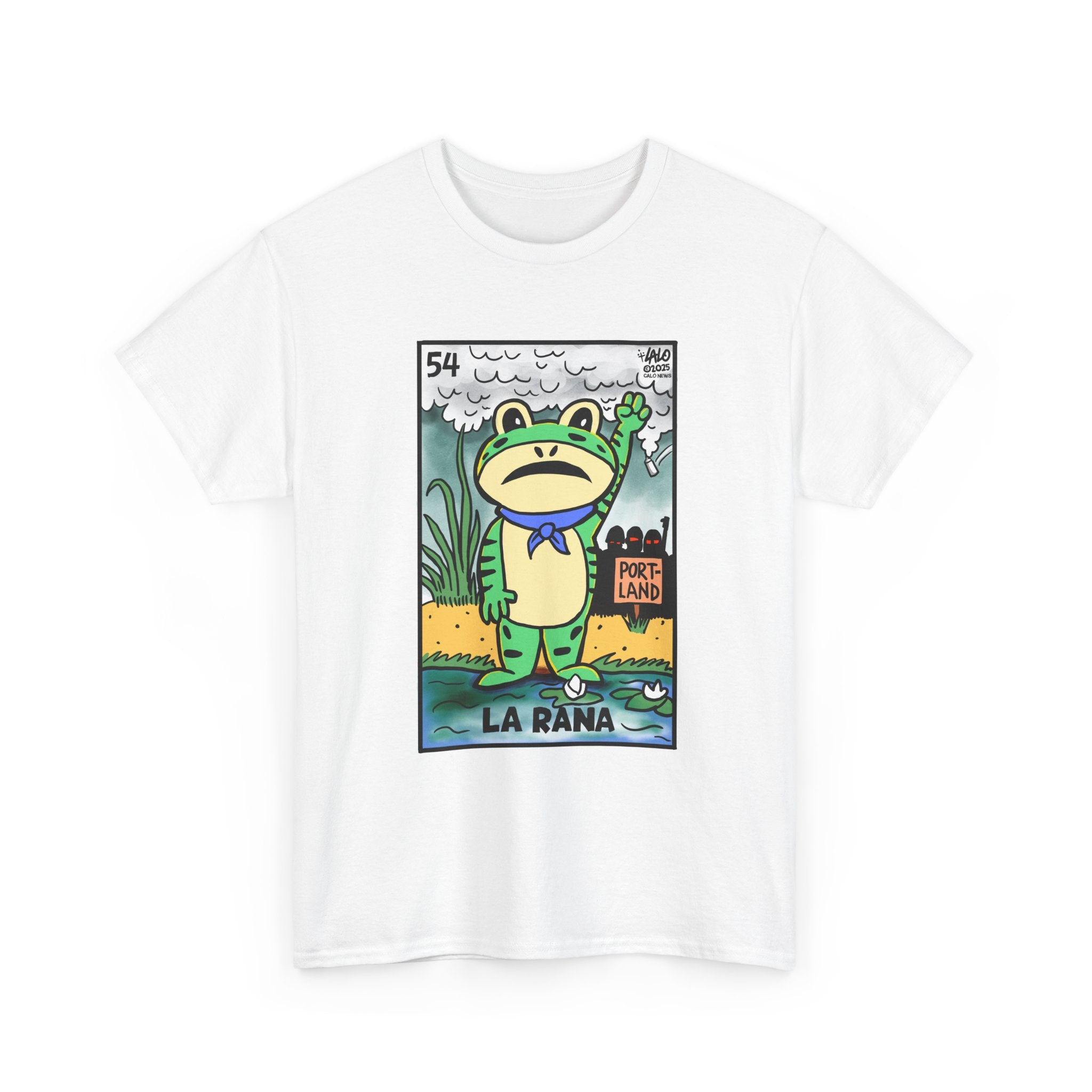 LA RANA DE PORTLAND Voteria T-shirt designed by LALO ALCARAZ #PortlandFrog