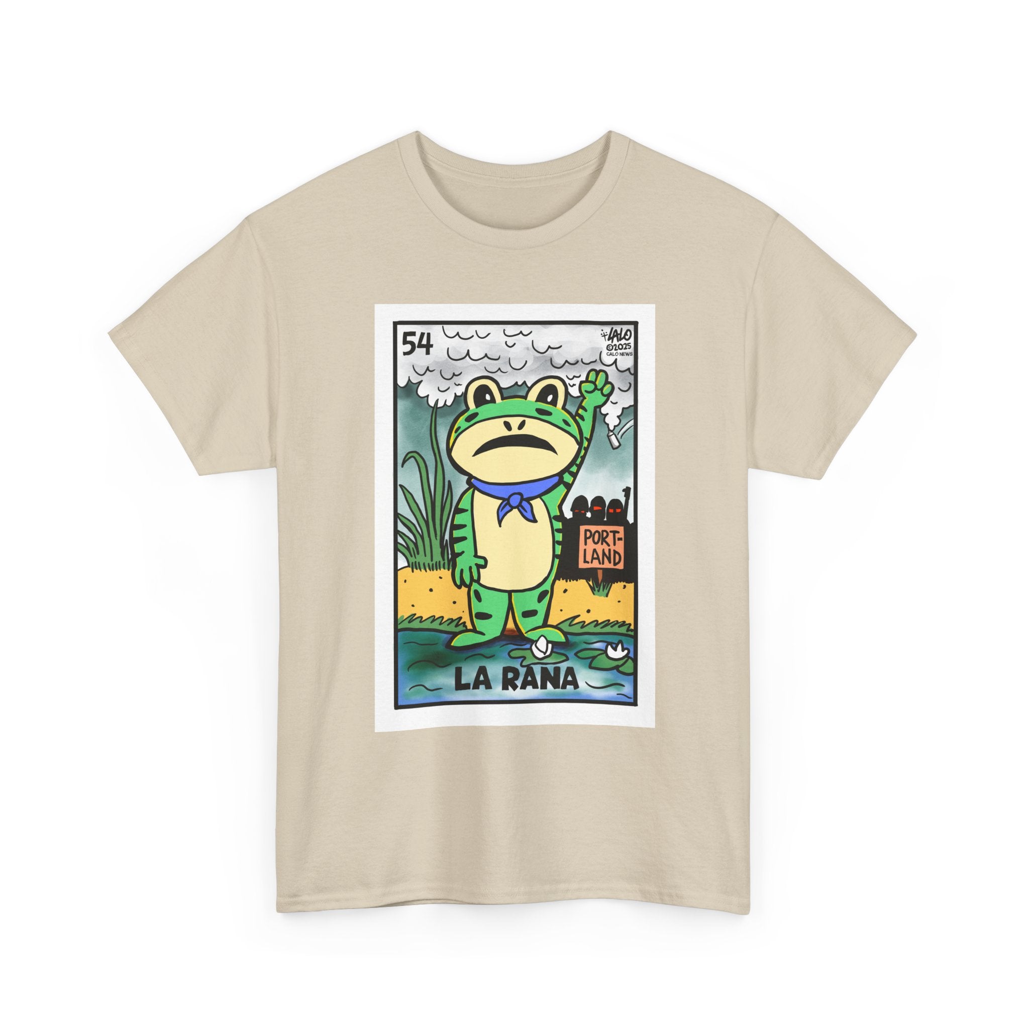 LA RANA DE PORTLAND Voteria T-shirt designed by LALO ALCARAZ #PortlandFrog