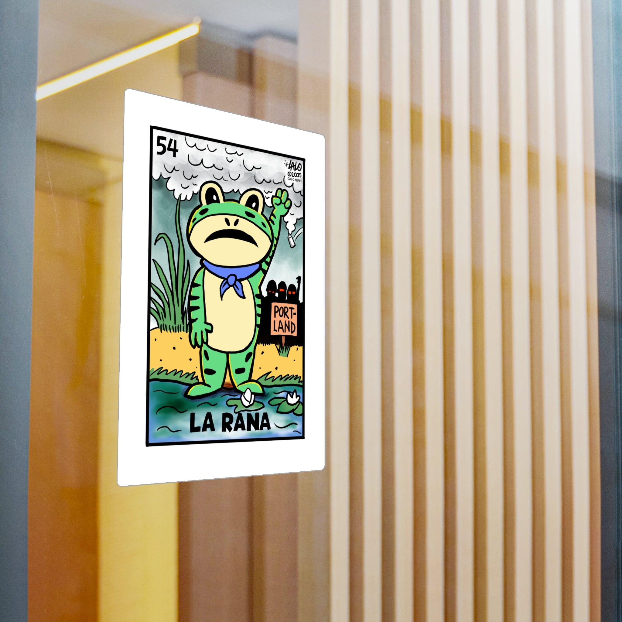 La Rana Frog Sticker — Portland Lotería Style Kiss-Cut Vinyl Decal