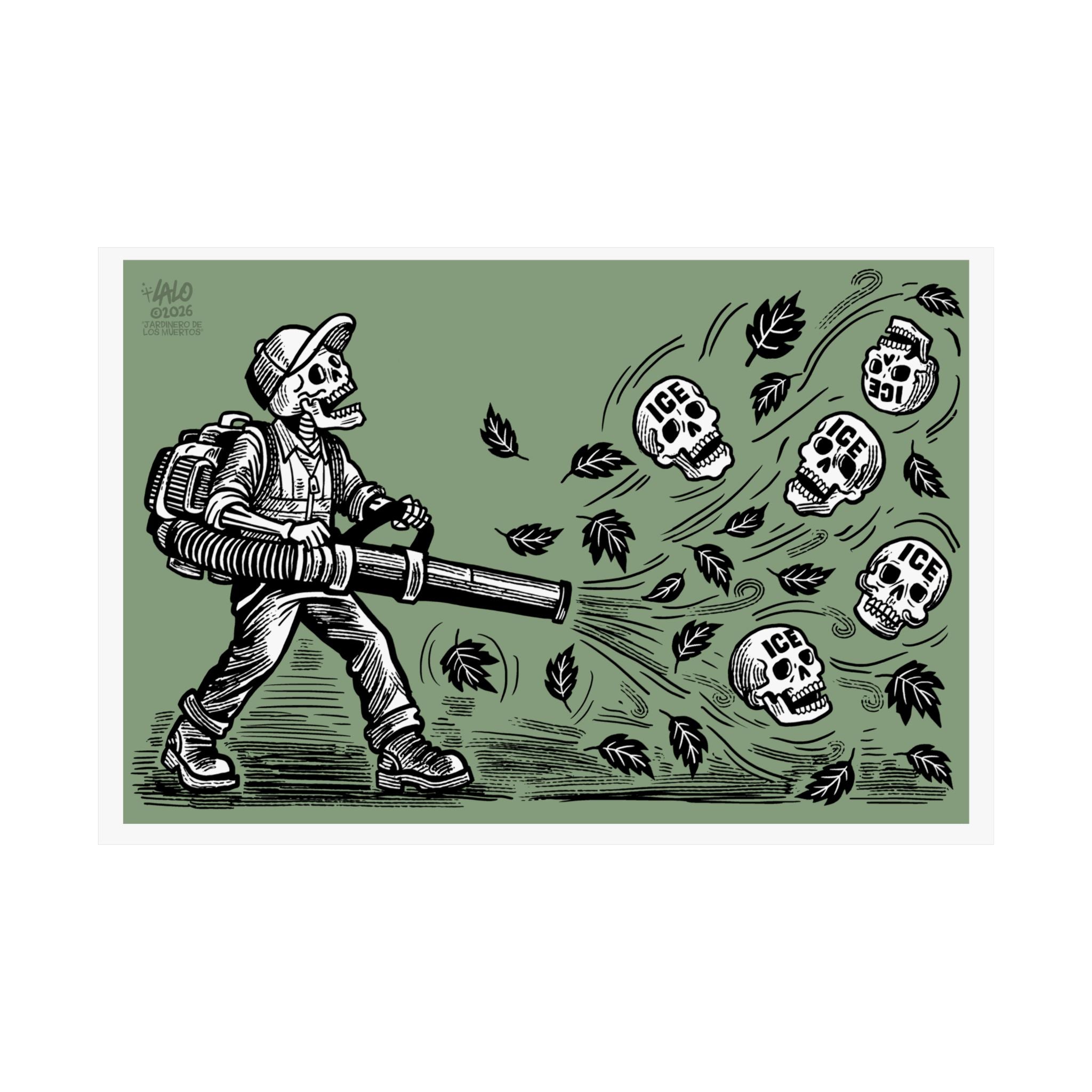 Jardinero de Los Muertos:  Matte Horizontal Poster by Lalo Alcaraz — Day of the Dead Pride Wall Art