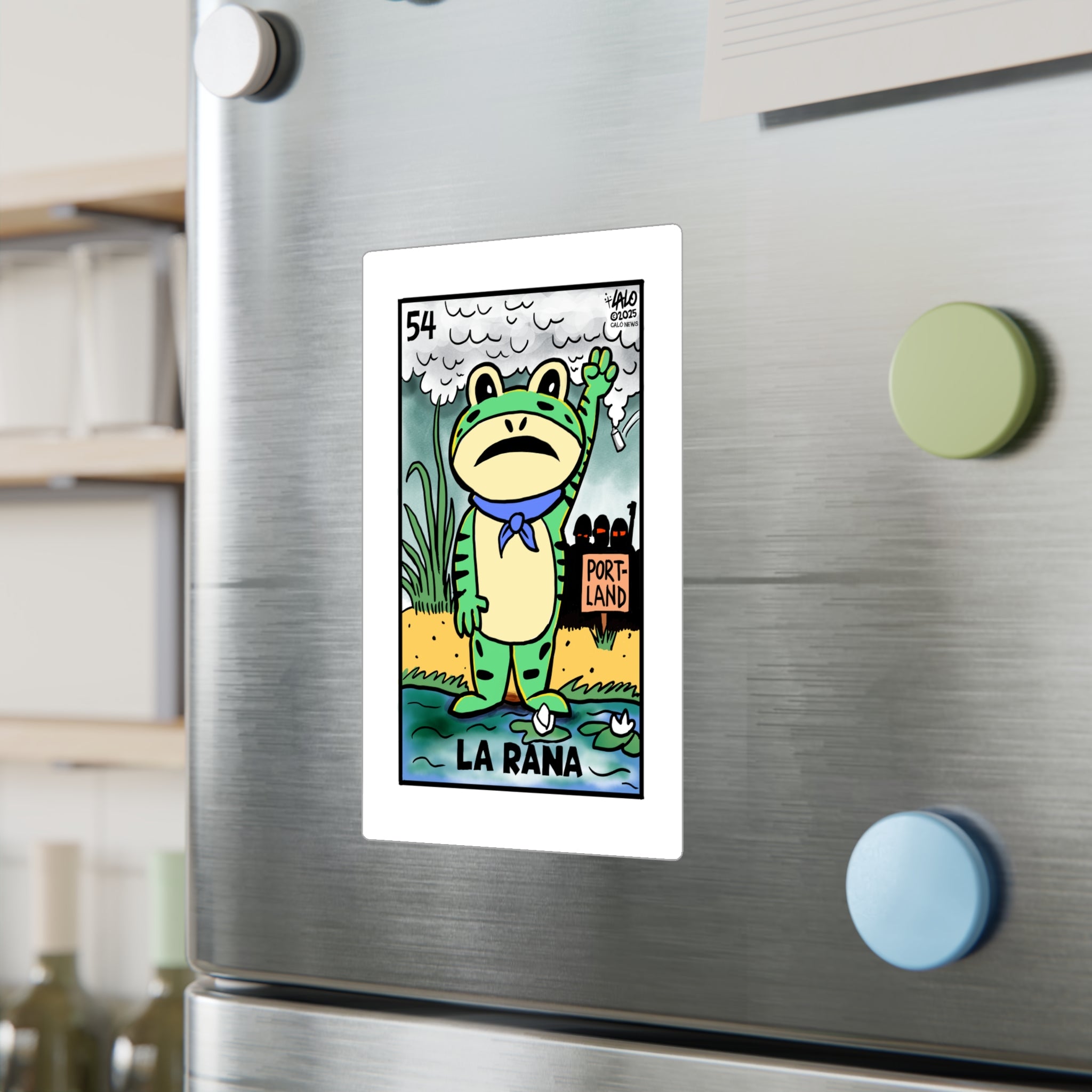 La Rana Frog Sticker — Portland Lotería Style Kiss-Cut Vinyl Decal