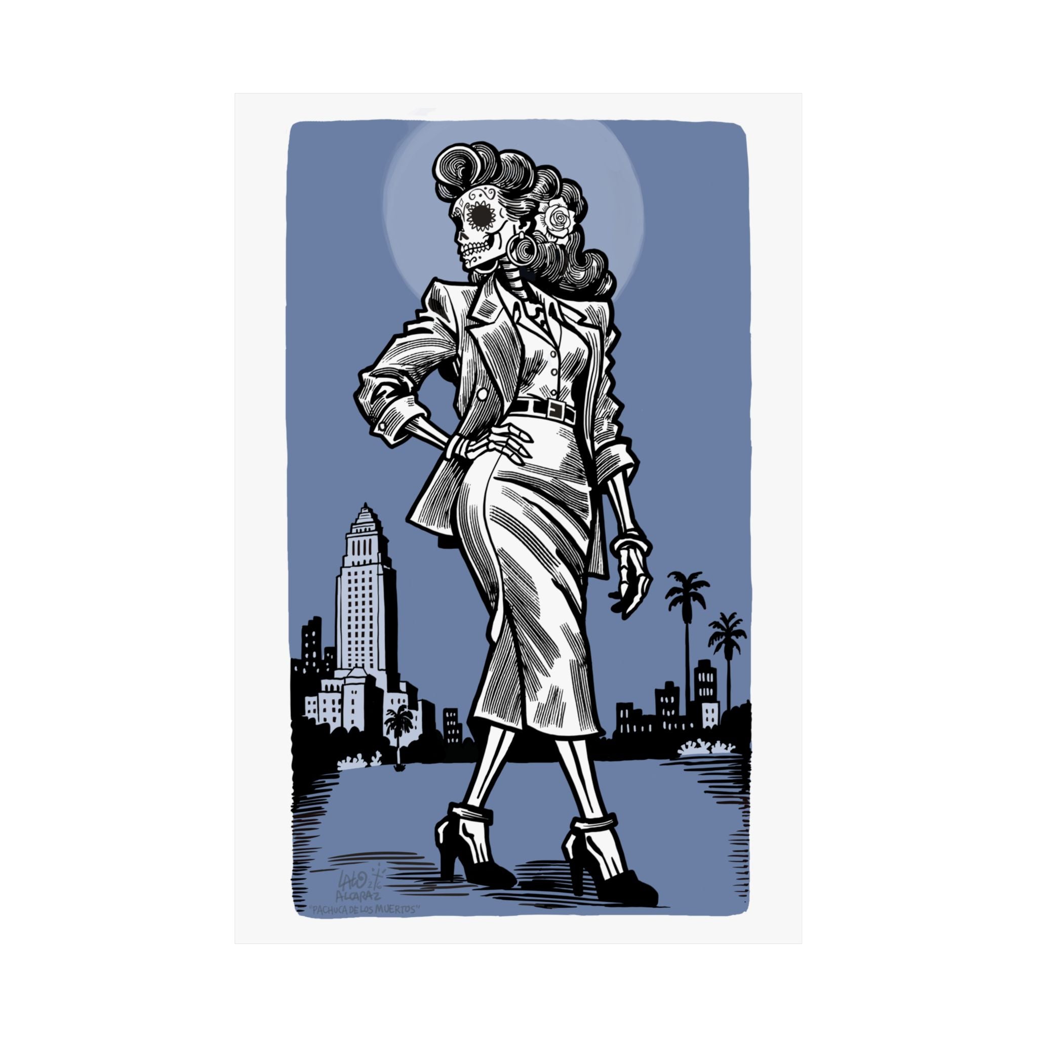 PACHUCA DE LOS MUERTOS Matte Vertical Art Print by Award-Winning Artist LALO ALCARAZ