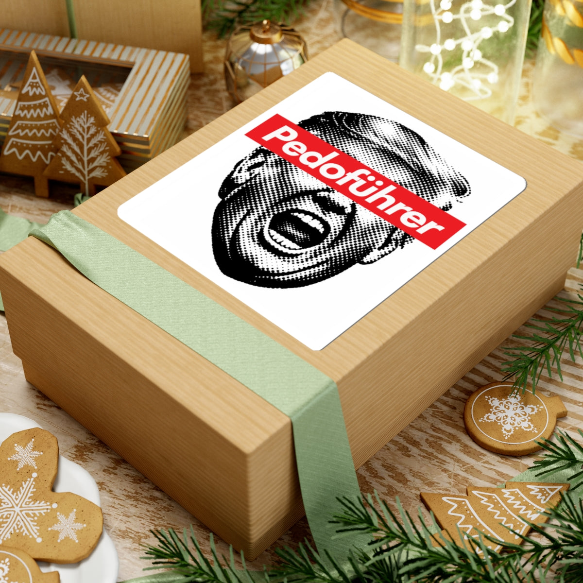 Supreme Leader Trump Text Kiss-Cut Sticker — Black Typography Laptop Decal