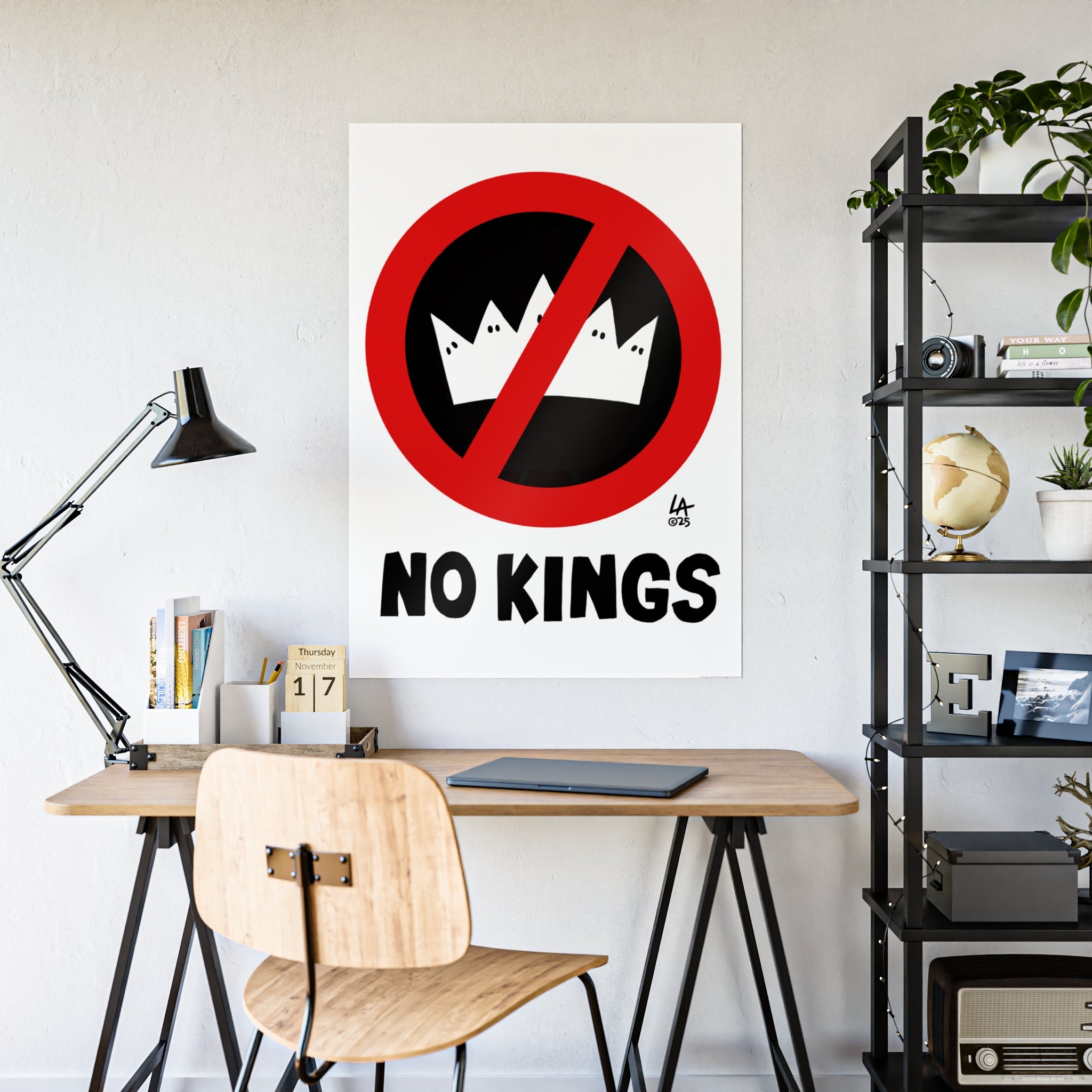 No Kings Art Poster - Good for Rallies and Outdoor Use