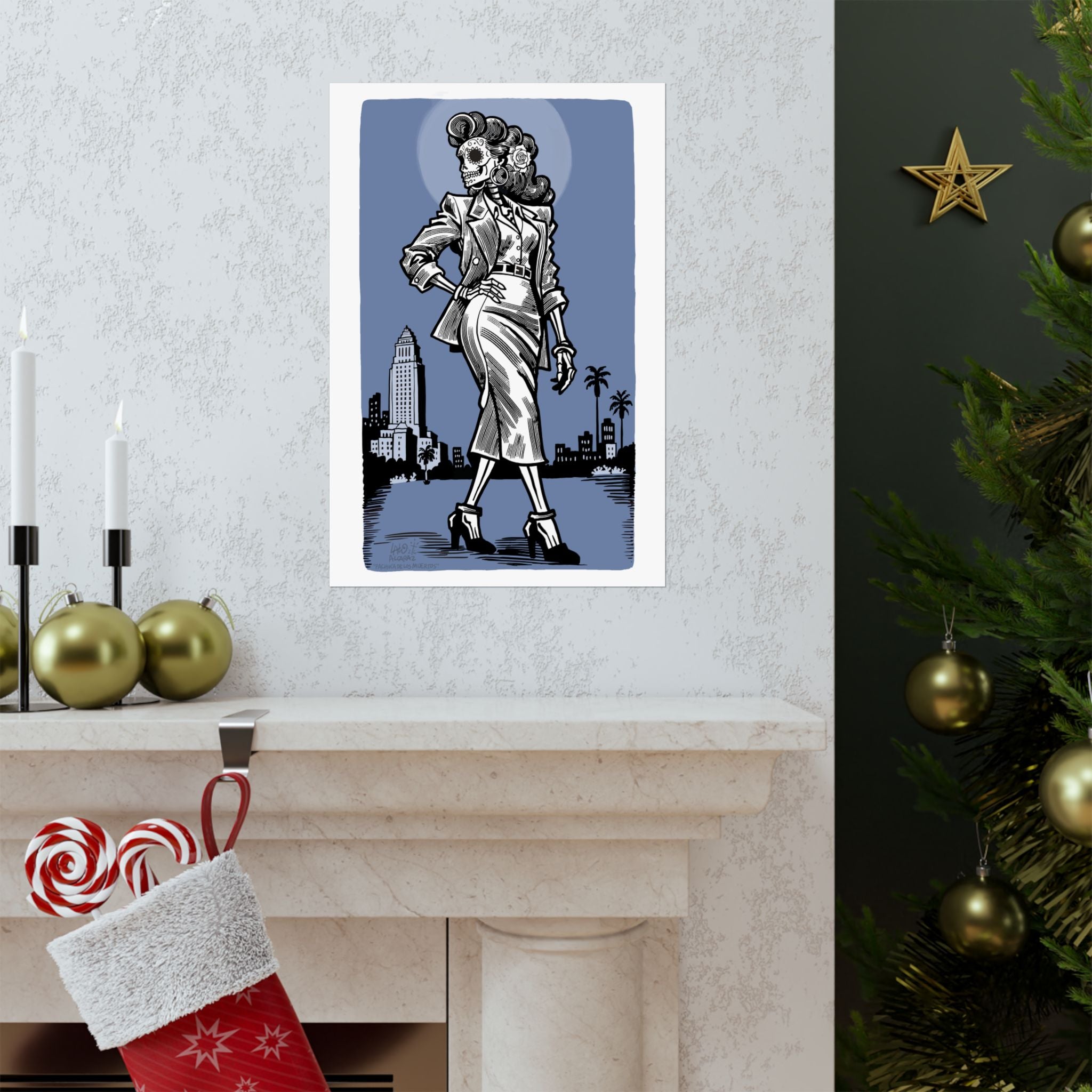 PACHUCA DE LOS MUERTOS Matte Vertical Art Print by Award-Winning Artist LALO ALCARAZ