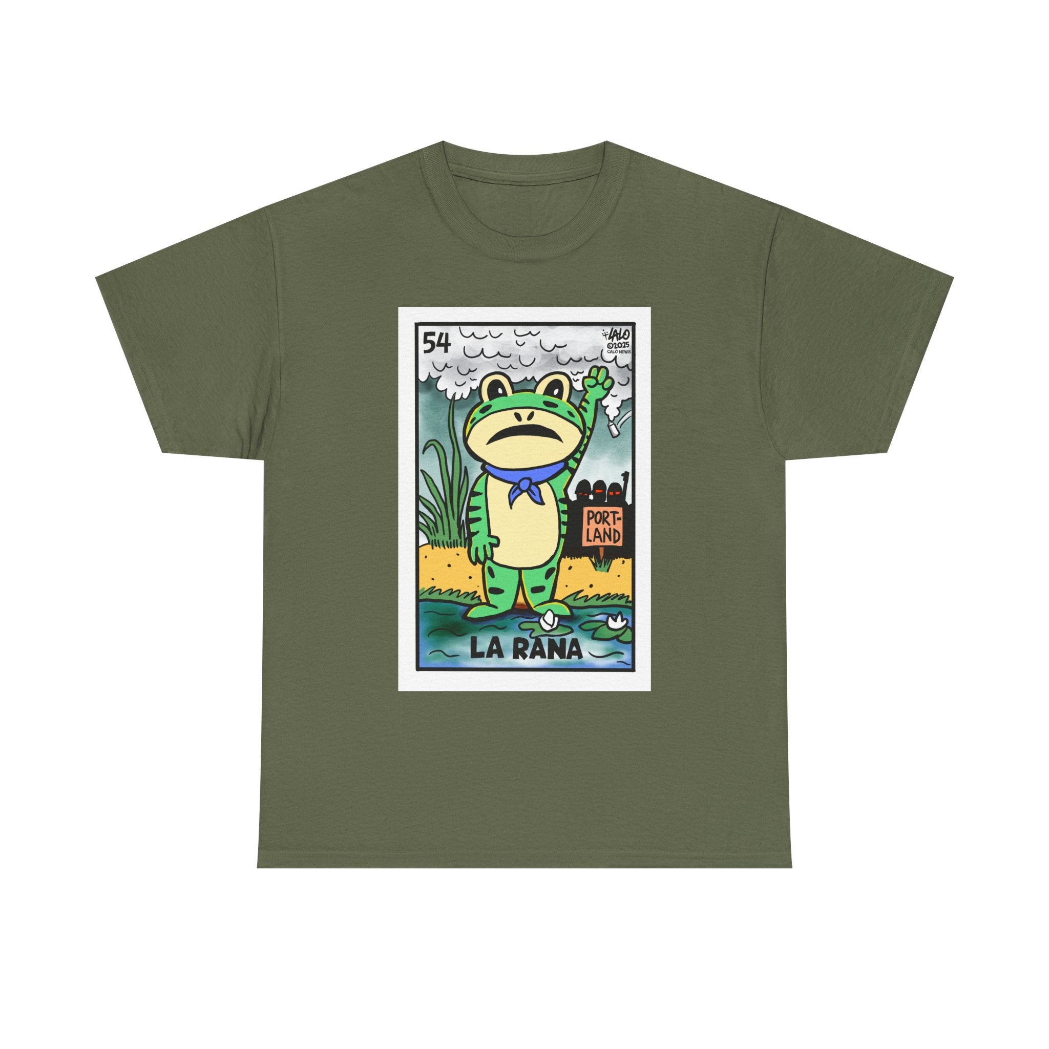 LA RANA DE PORTLAND Voteria T-shirt designed by LALO ALCARAZ #PortlandFrog