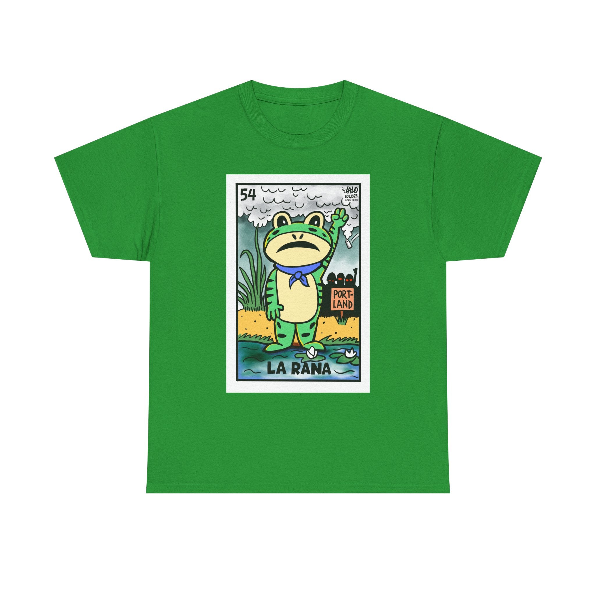 LA RANA DE PORTLAND Voteria T-shirt designed by LALO ALCARAZ #PortlandFrog