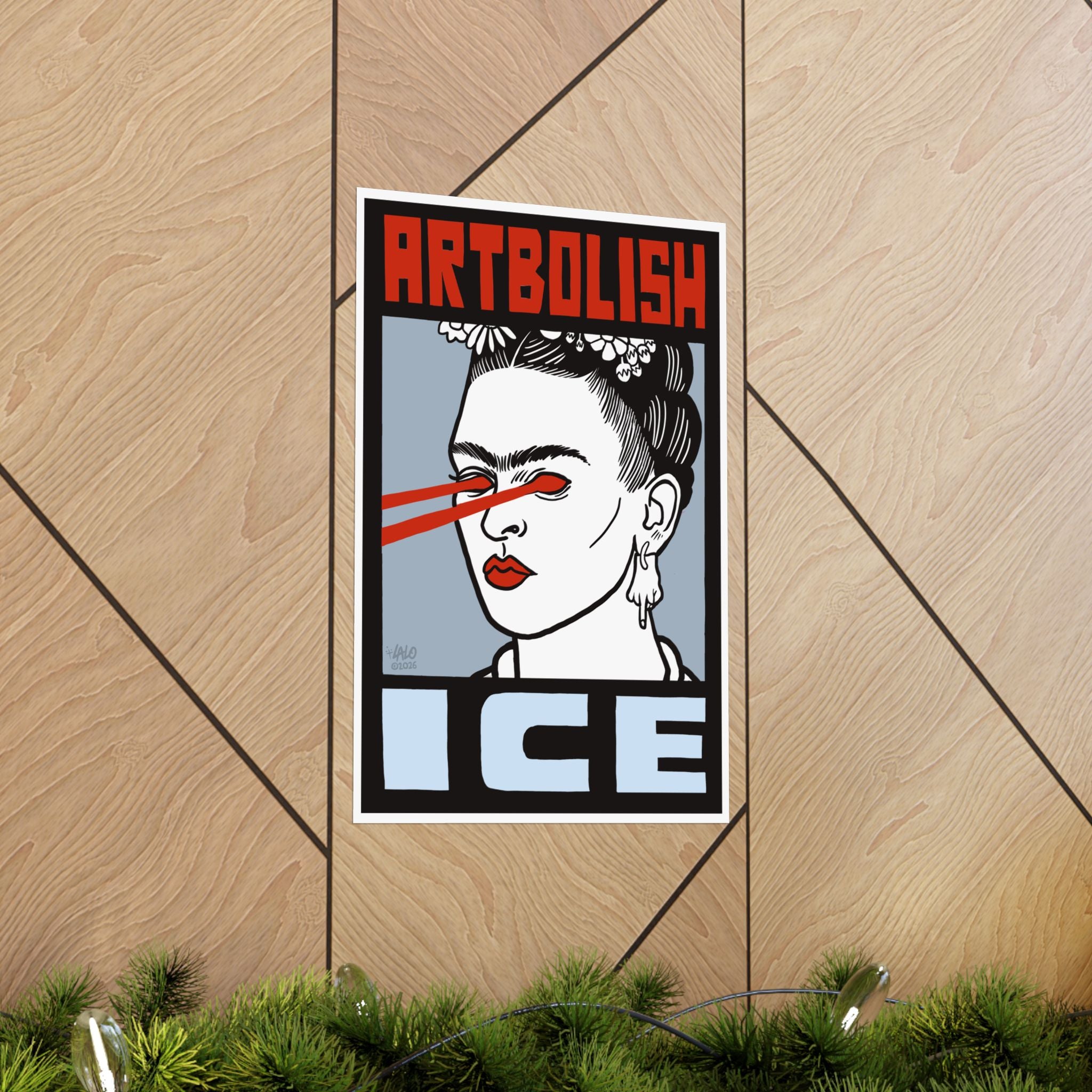 "ARTBOLISH ICE" Matte Vertical Art Print by Lalo Alcaraz
