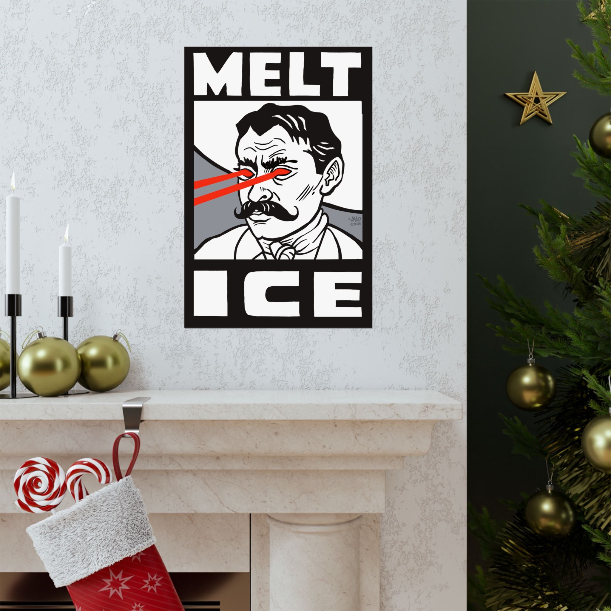 "MELT ICE" Matte Vertical Art Print by Lalo Alcaraz