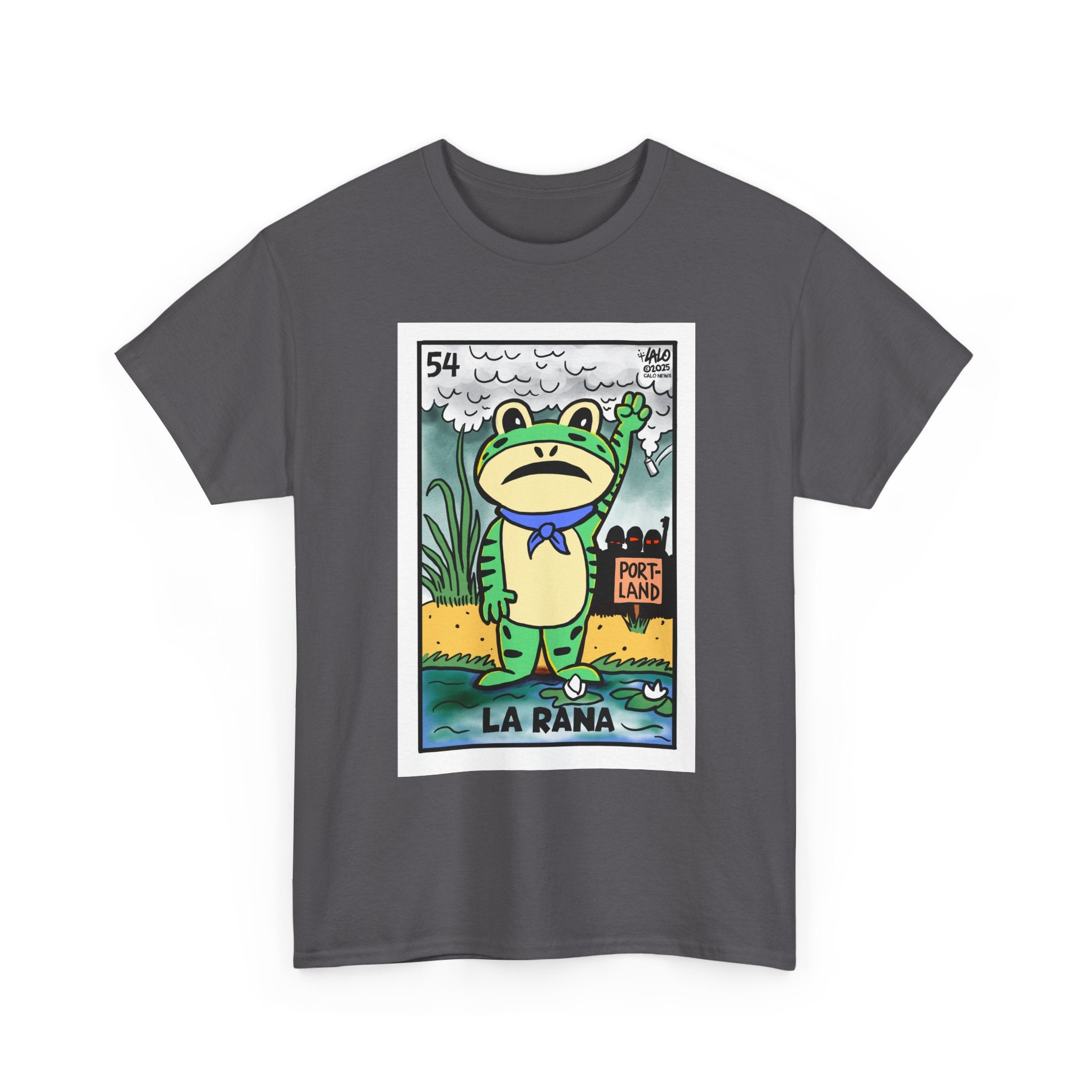 LA RANA DE PORTLAND Voteria T-shirt designed by LALO ALCARAZ #PortlandFrog