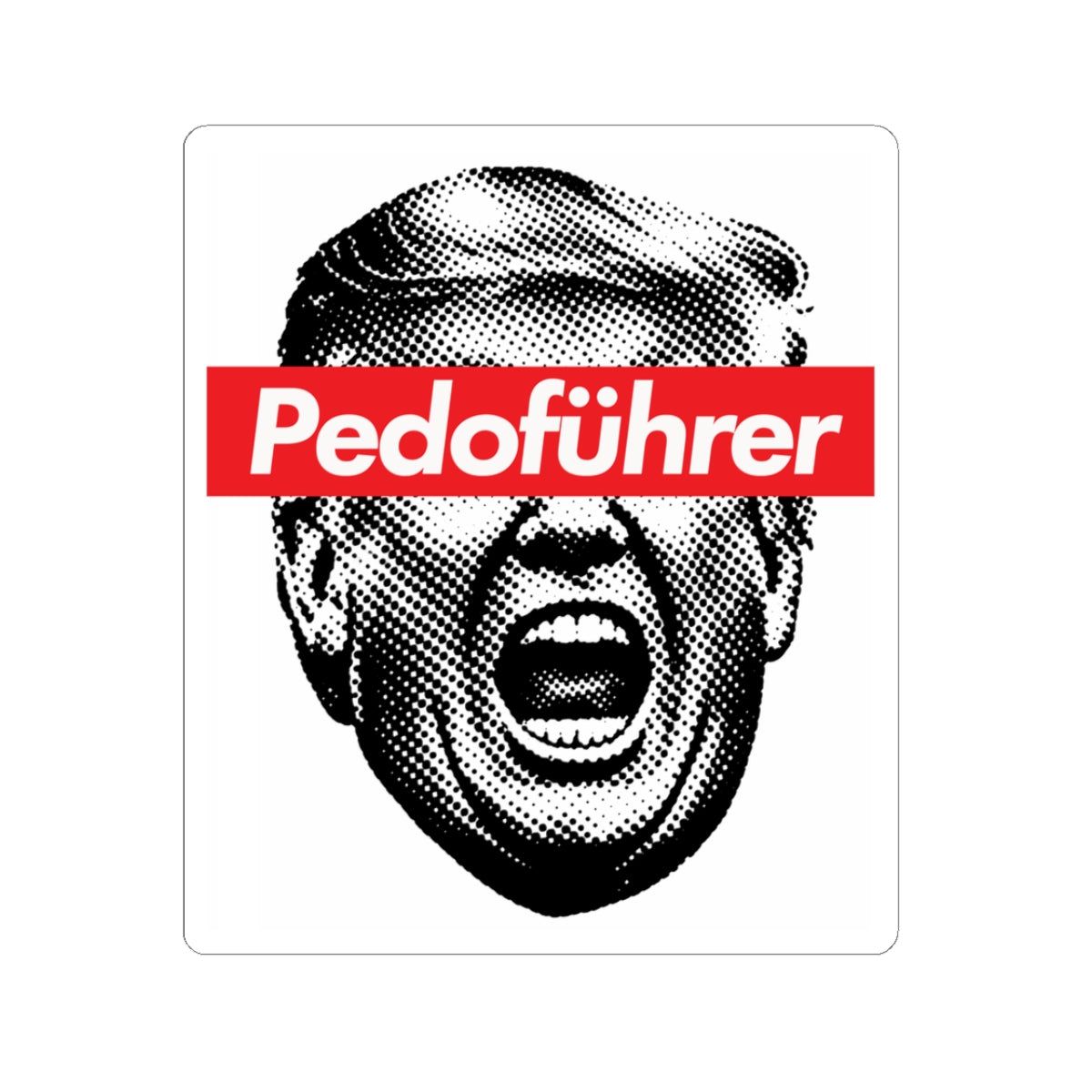 Supreme Leader Trump Text Kiss-Cut Sticker — Black Typography Laptop Decal