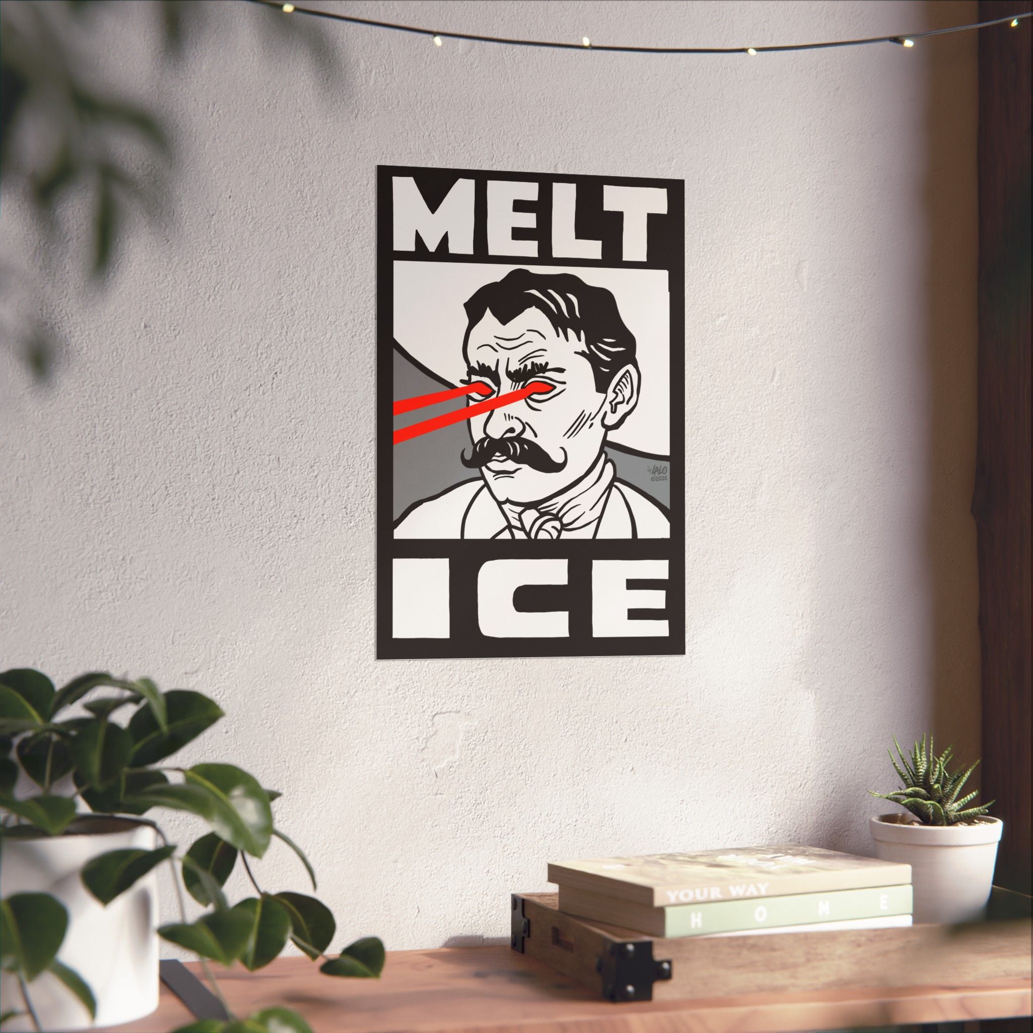 "MELT ICE" Matte Vertical Art Print by Lalo Alcaraz