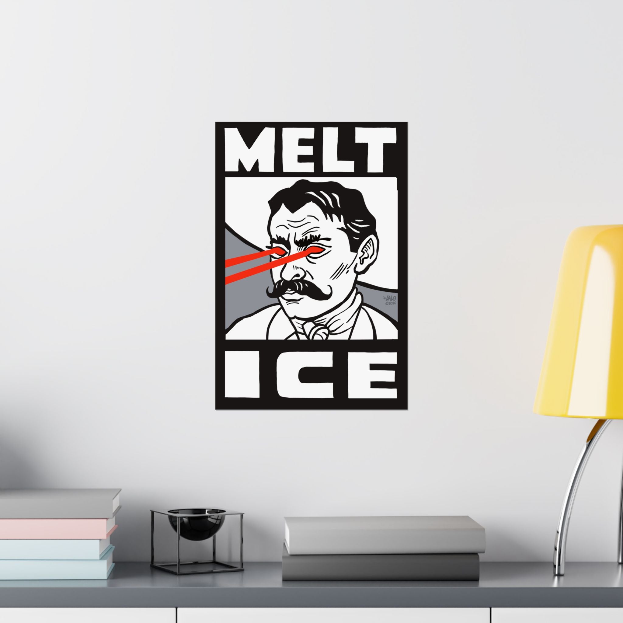"MELT ICE" Matte Vertical Art Print by Lalo Alcaraz