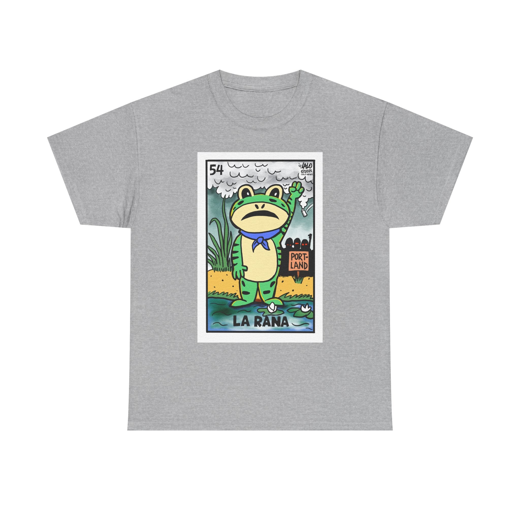 LA RANA DE PORTLAND Voteria T-shirt designed by LALO ALCARAZ #PortlandFrog