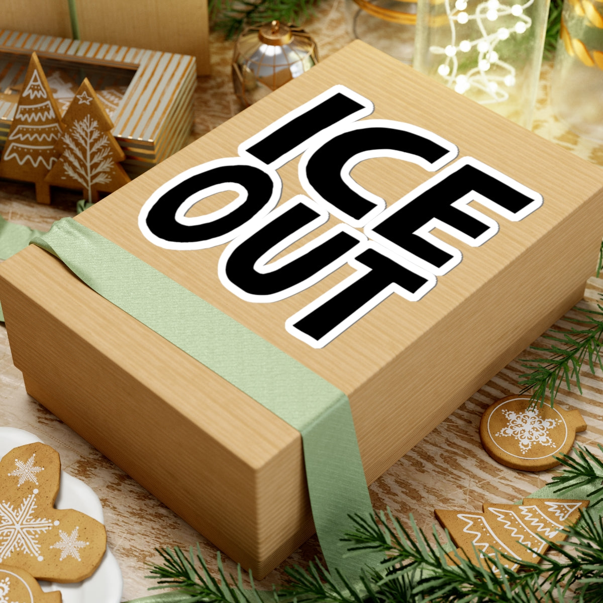 ICE OUT Bold Text Kiss-Cut Sticker — Black Typography Laptop Decal