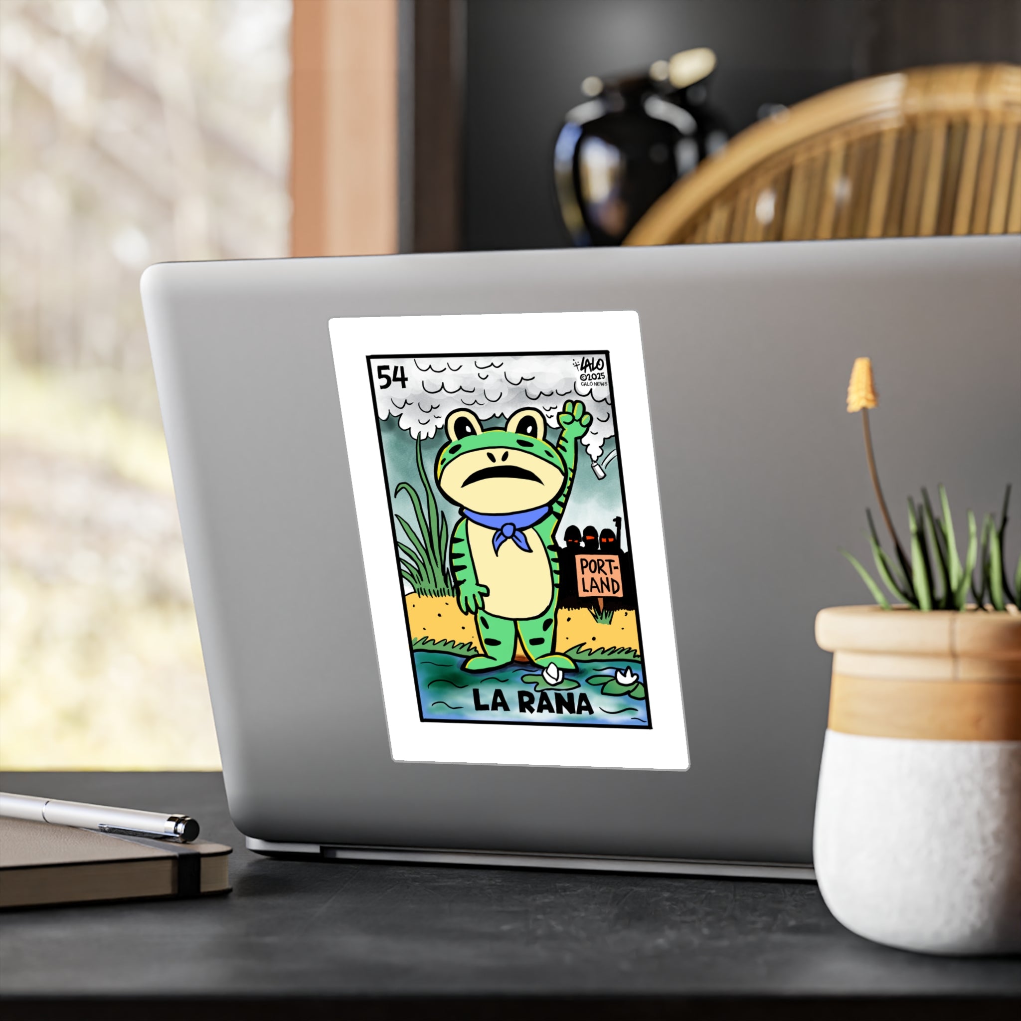 La Rana Frog Sticker — Portland Lotería Style Kiss-Cut Vinyl Decal
