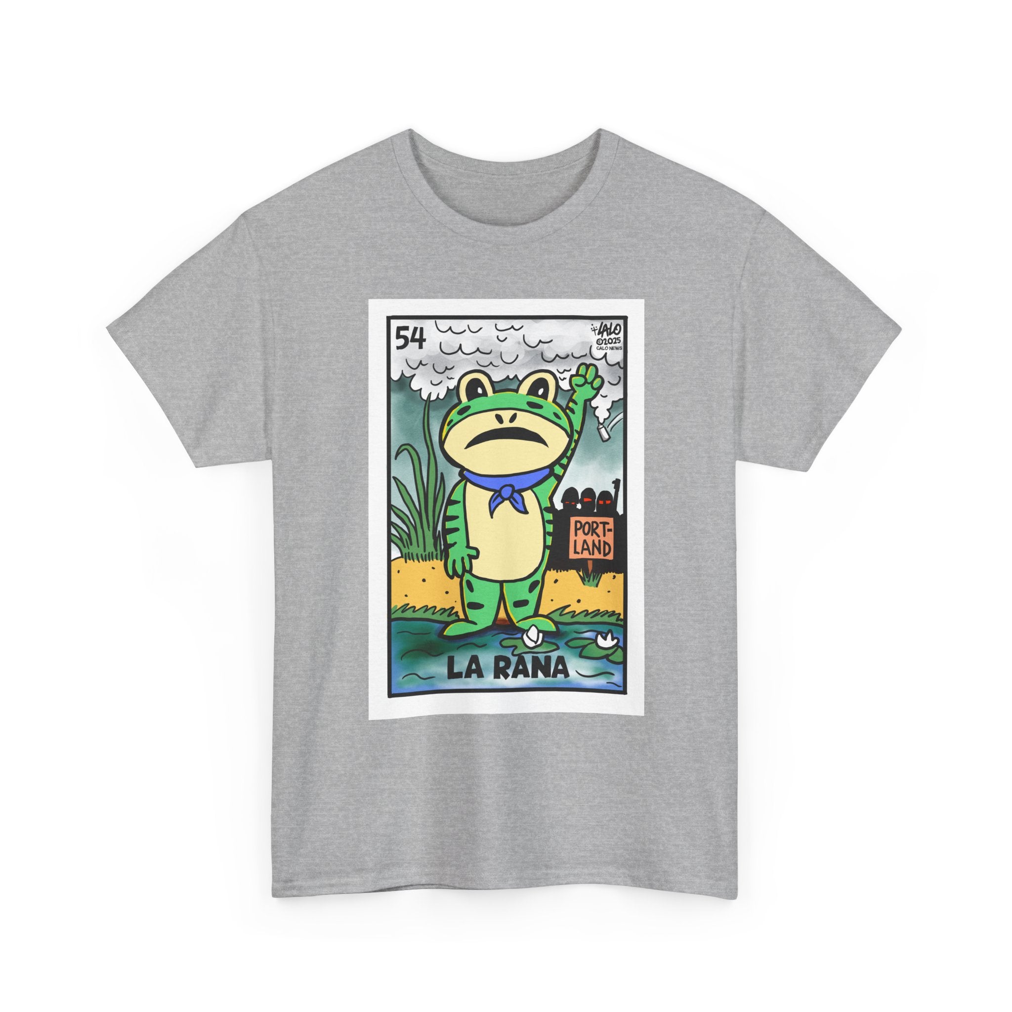 LA RANA DE PORTLAND Voteria T-shirt designed by LALO ALCARAZ #PortlandFrog