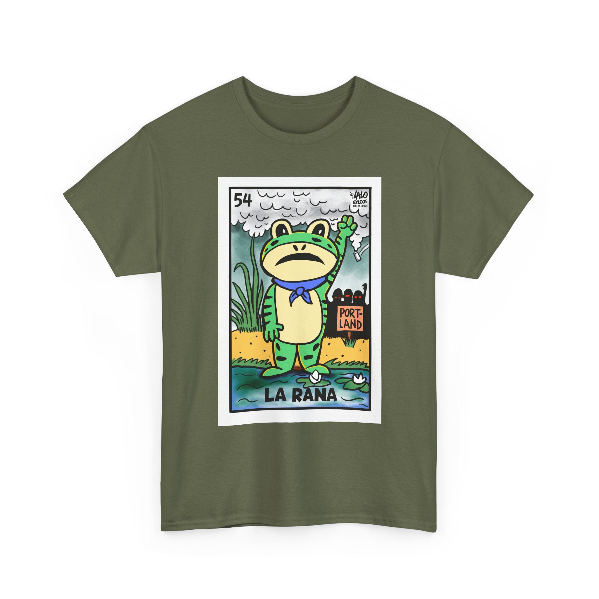 LA RANA DE PORTLAND Voteria T-shirt designed by LALO ALCARAZ #PortlandFrog