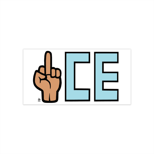 Middle Finger ICE Bumper Sticker – Funny Provocative Car Decal