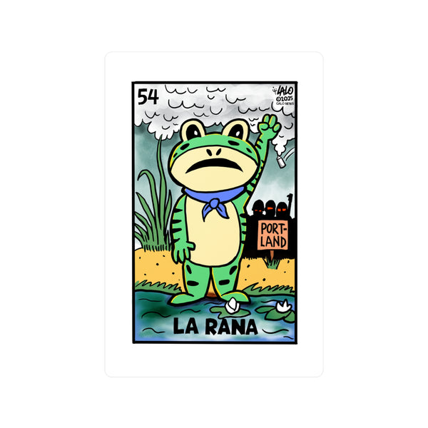 La Rana Frog Sticker — Portland Lotería Style Kiss-Cut Vinyl Decal
