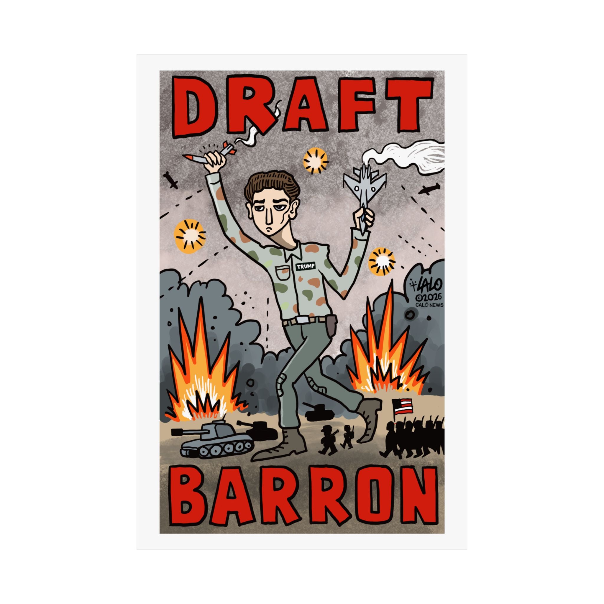 Draft Barron Matte Poster — Political Cartoon Wall Art by LALO ALCARAZ