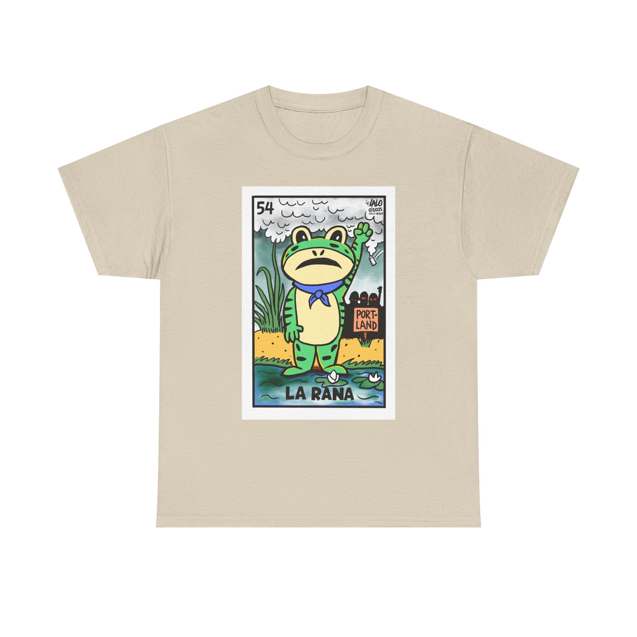 LA RANA DE PORTLAND Voteria T-shirt designed by LALO ALCARAZ #PortlandFrog