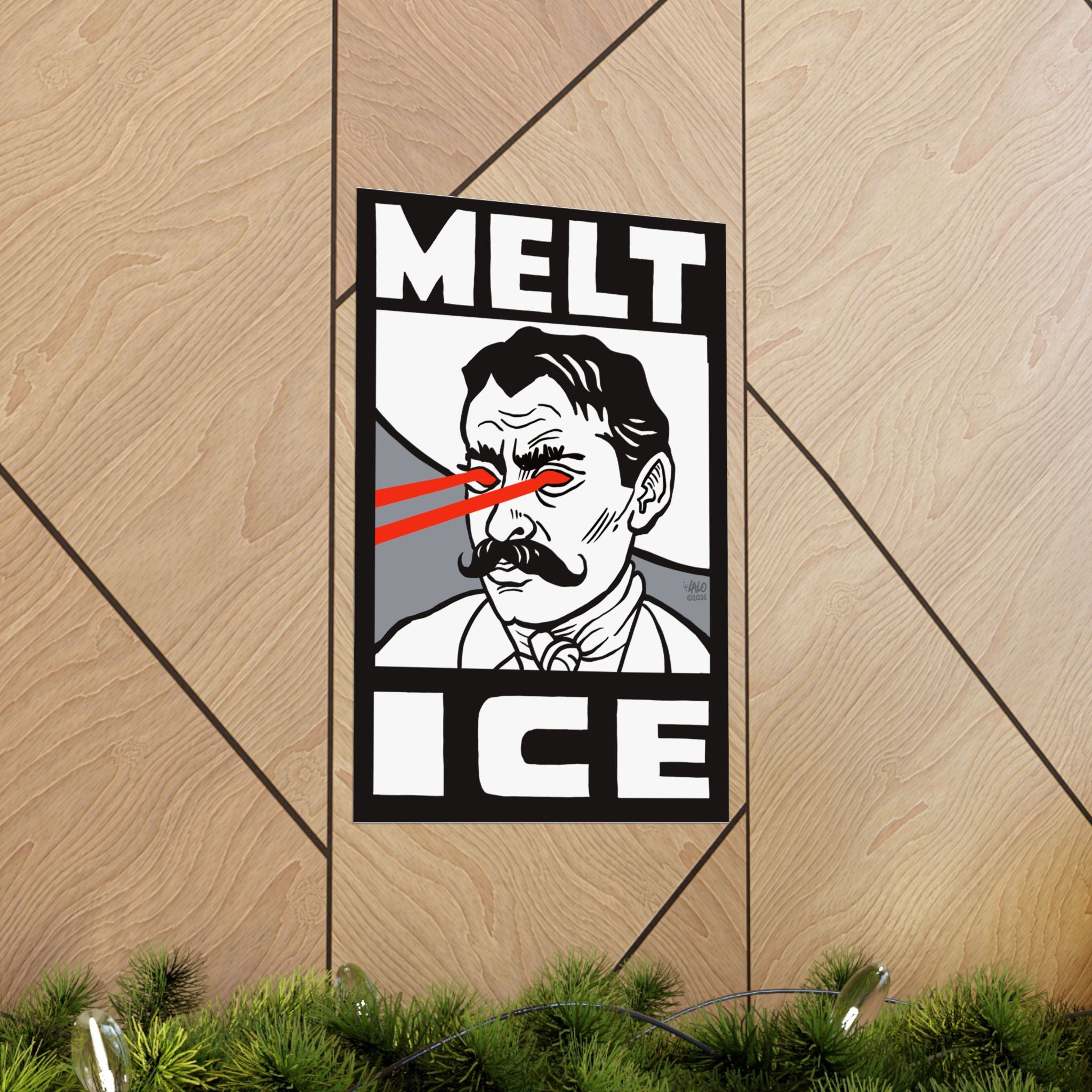 "MELT ICE" Matte Vertical Art Print by Lalo Alcaraz