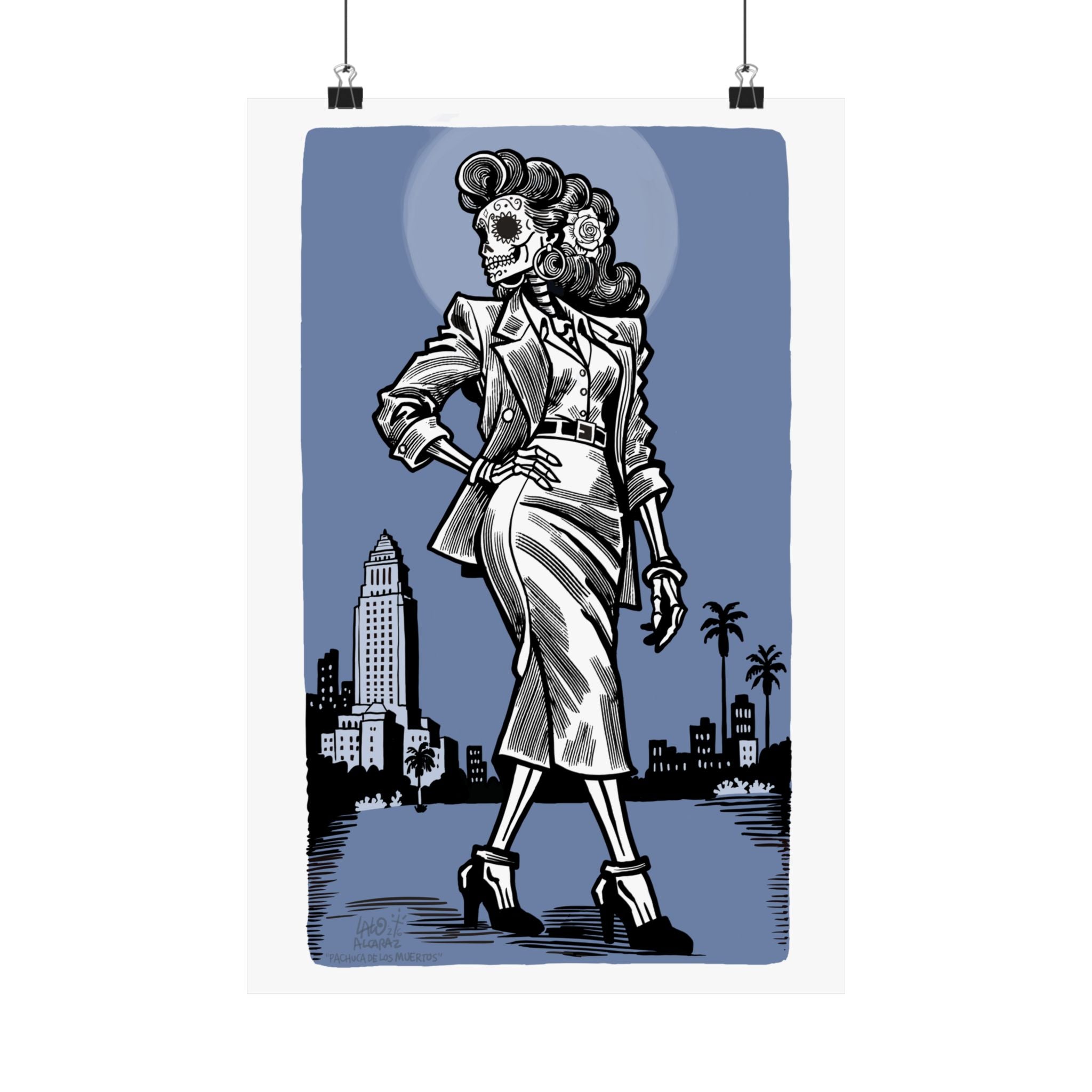 PACHUCA DE LOS MUERTOS Matte Vertical Art Print by Award-Winning Artist LALO ALCARAZ
