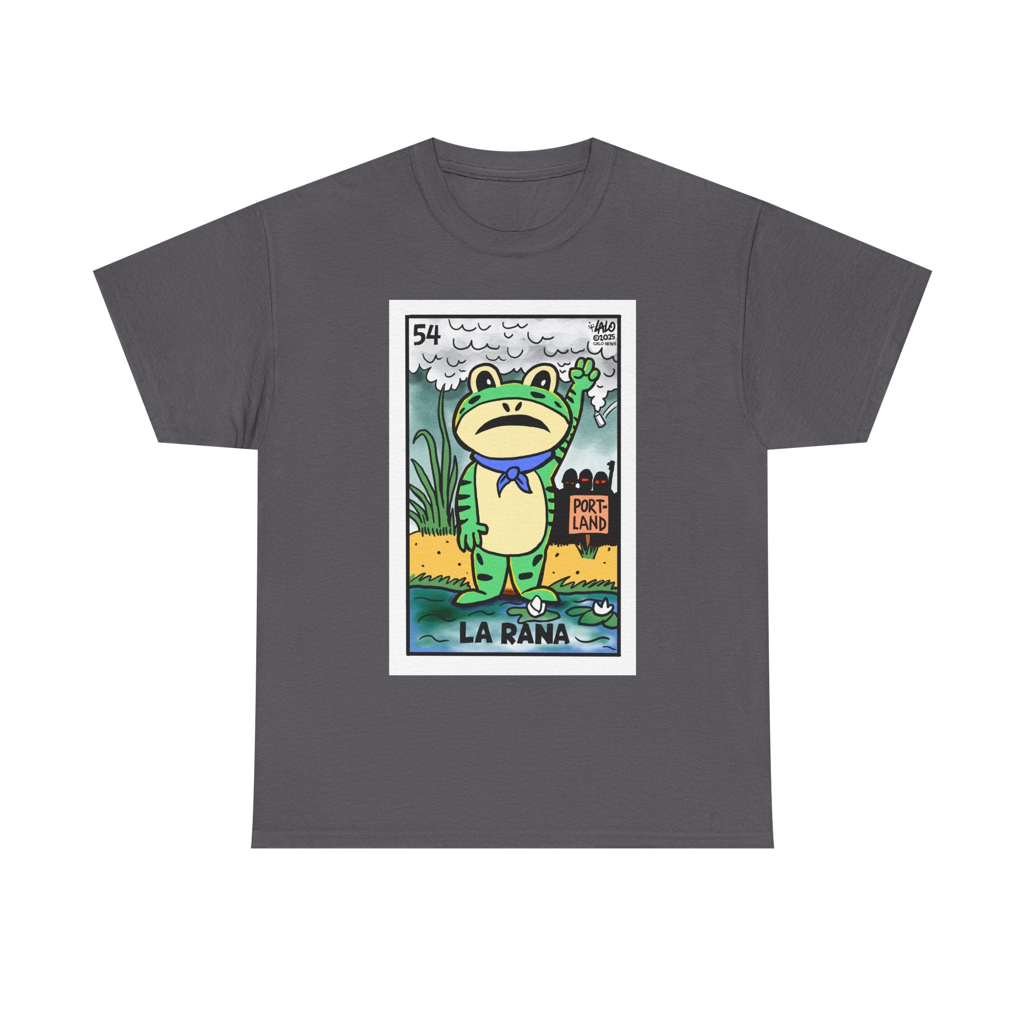 LA RANA DE PORTLAND Voteria T-shirt designed by LALO ALCARAZ #PortlandFrog