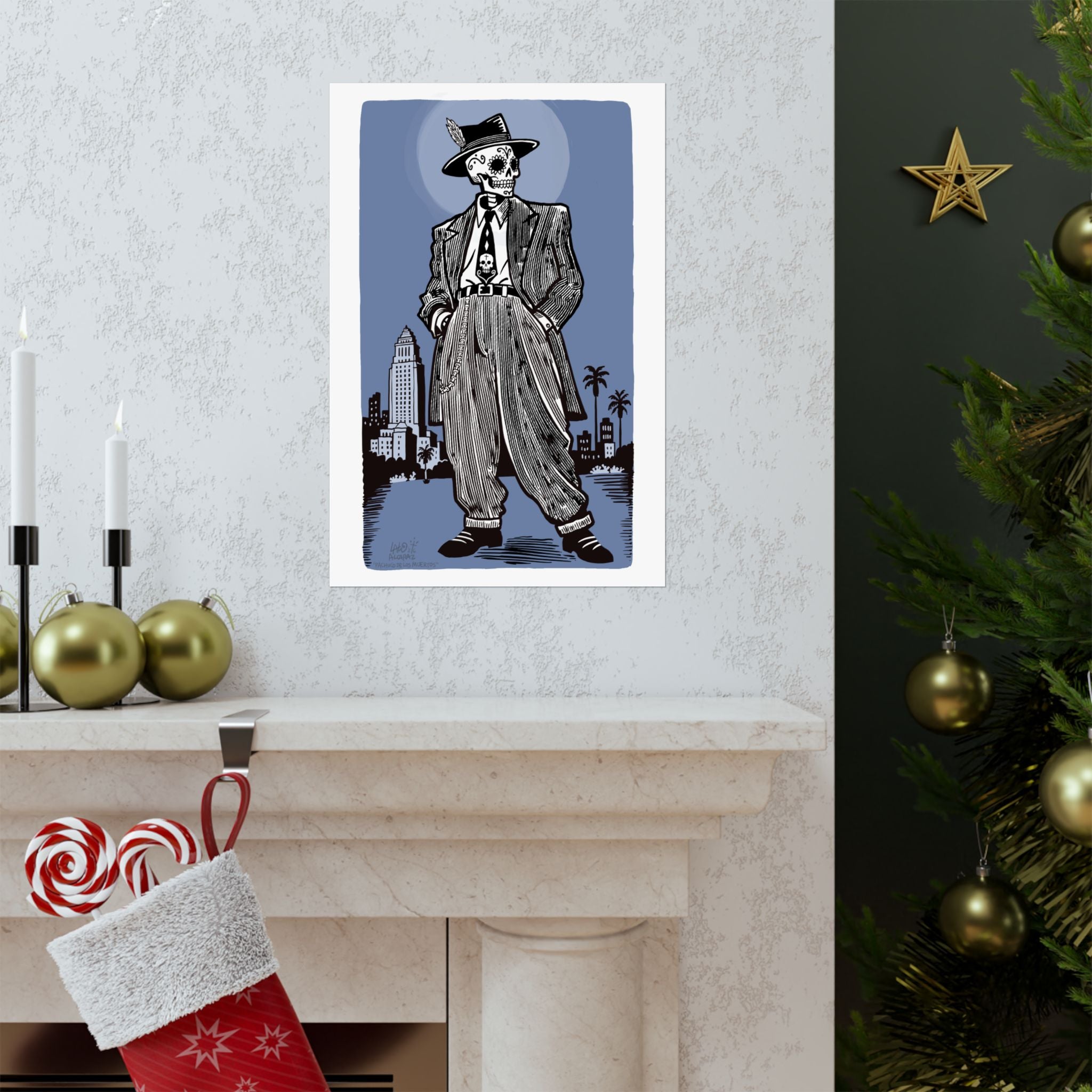 PACHUCO DE LOS MUERTOS Matte Vertical Art Print by Award-Winning Artist LALO ALCARAZ