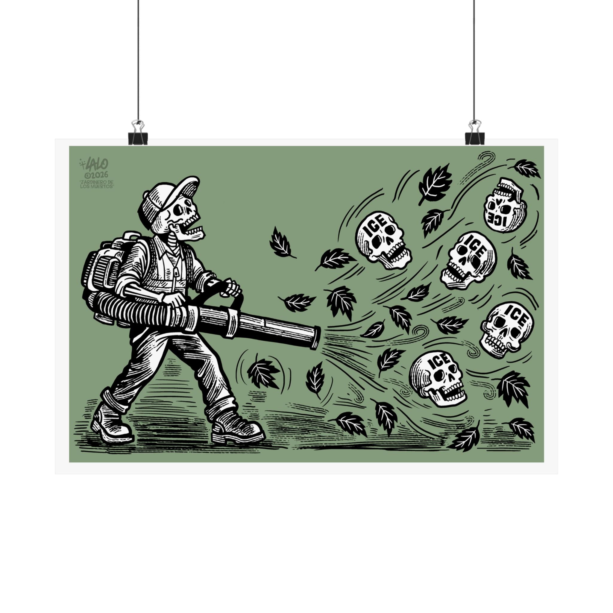 Jardinero de Los Muertos:  Matte Horizontal Poster by Lalo Alcaraz — Day of the Dead Pride Wall Art