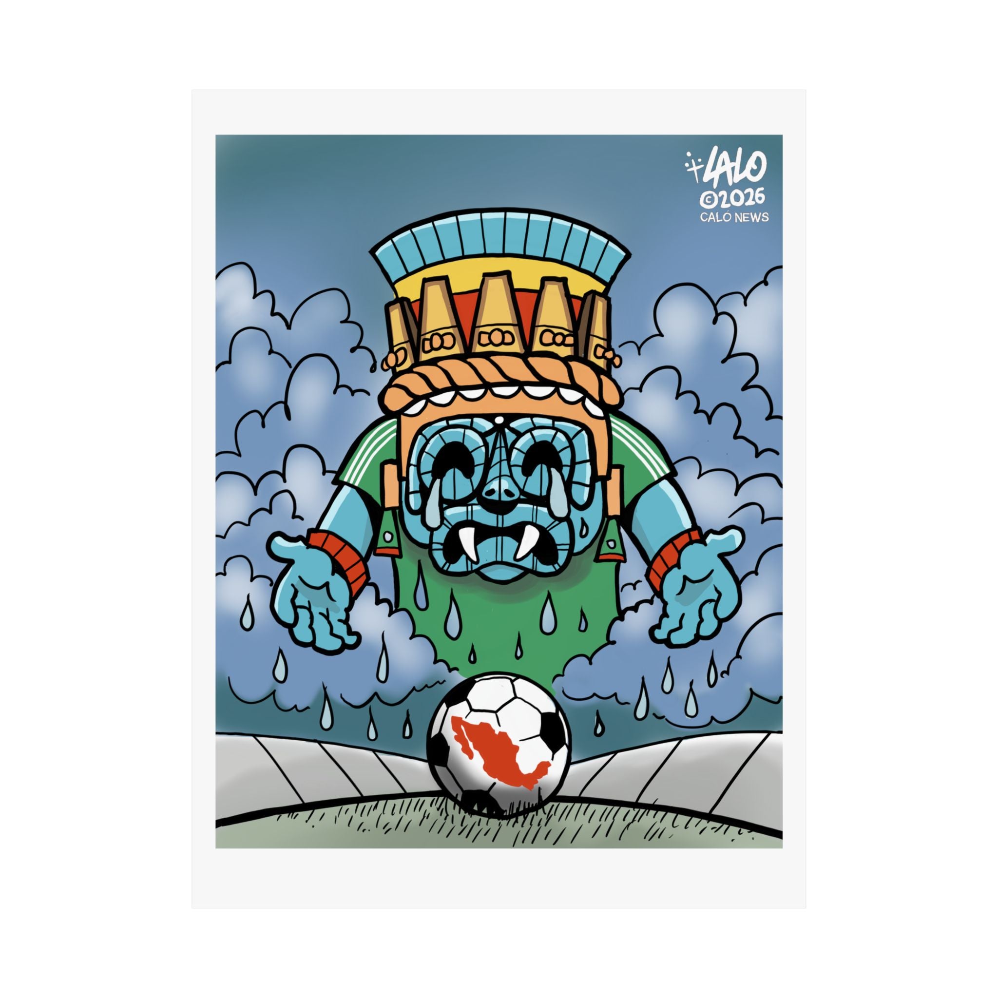 Tlaloc Tears Poster — Matte Vertical Art Print by Lalo Alcaraz