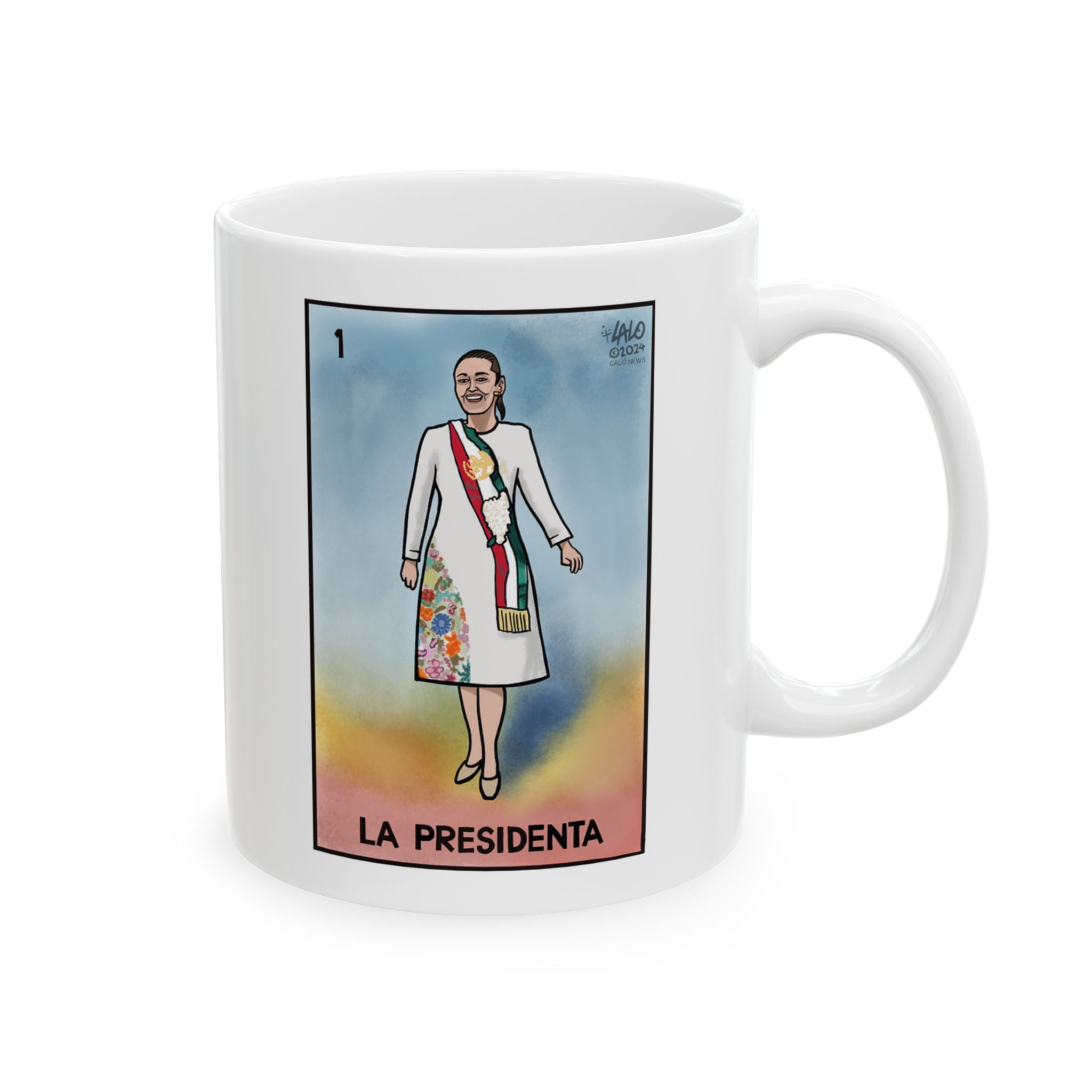 LA PRESIDENTA by LALO ALCARAZ Voteria Ceramic Coffee Mug - Resistance Drinkware