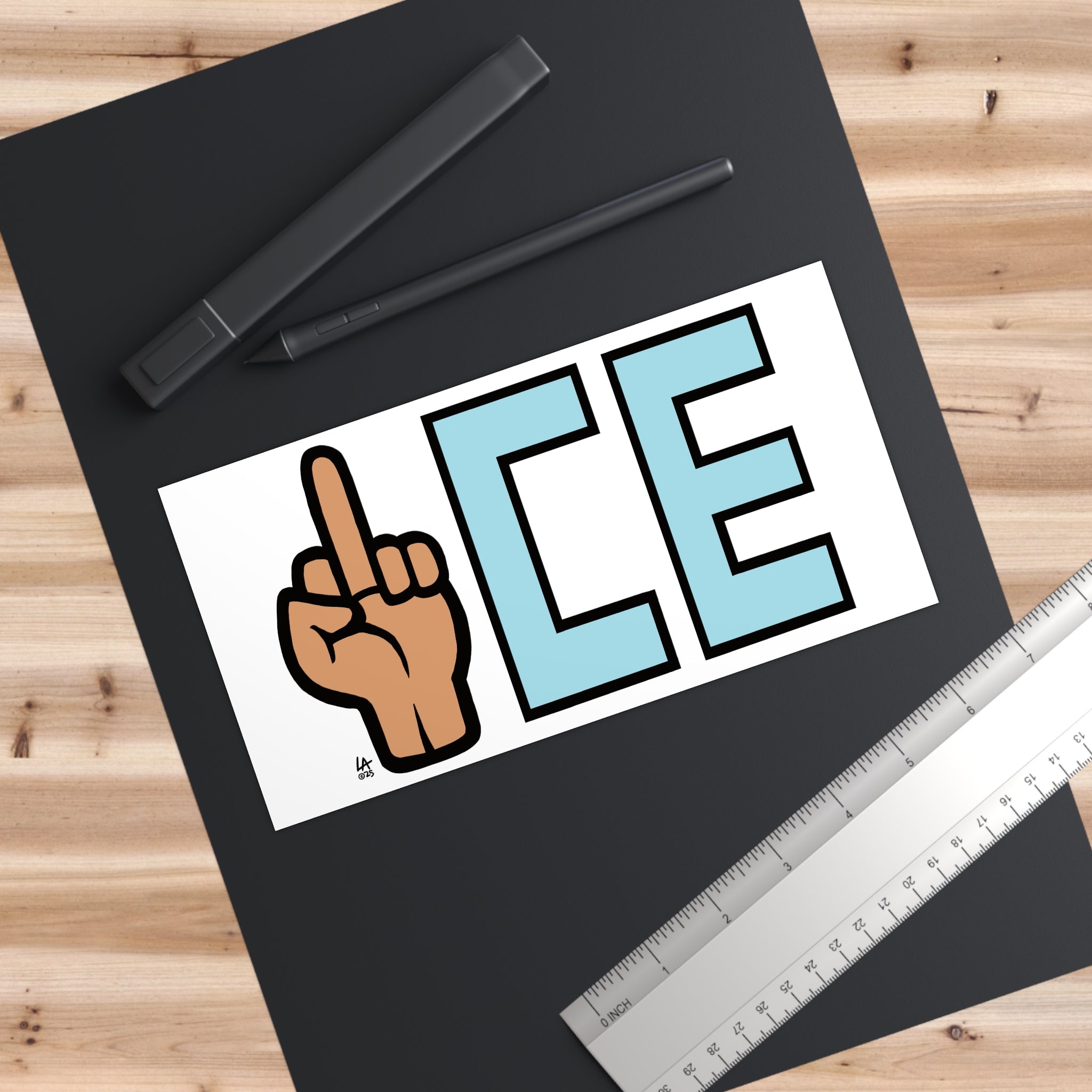 Middle Finger ICE Bumper Sticker – Funny Provocative Car Decal