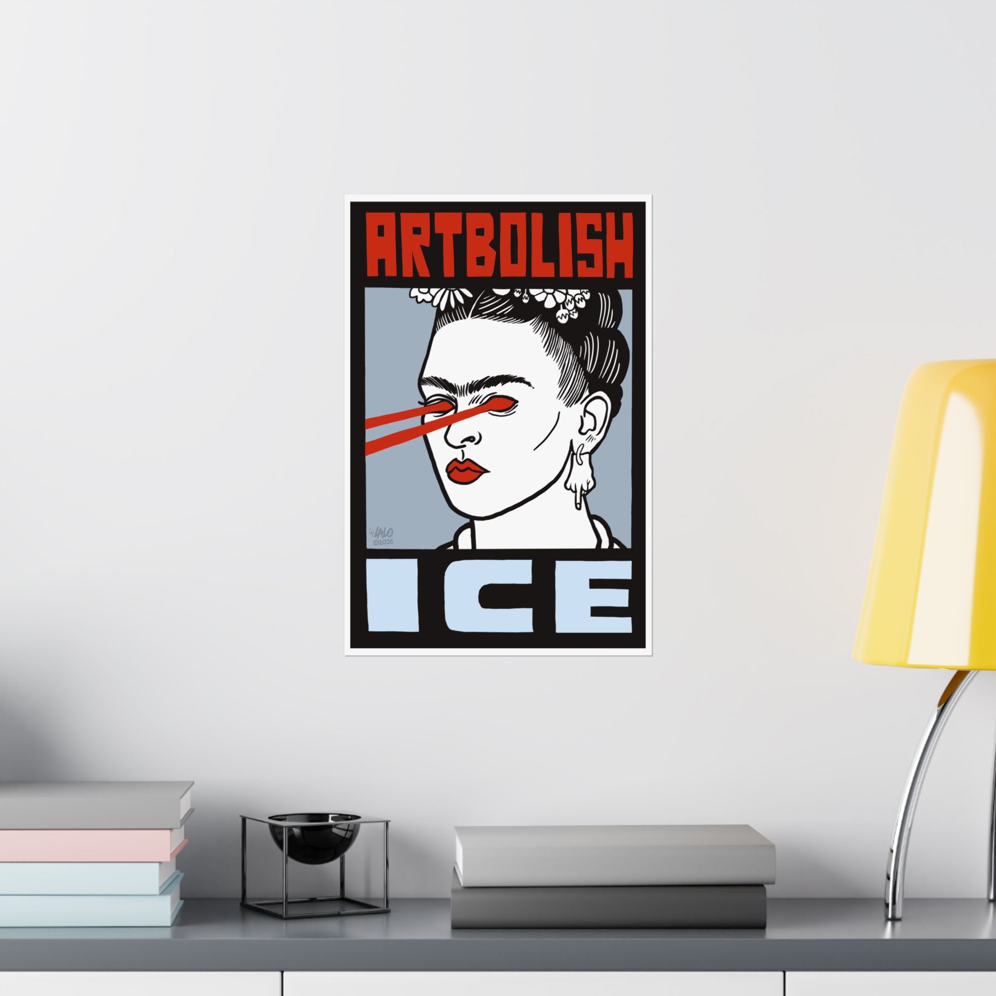 "ARTBOLISH ICE" Matte Vertical Art Print by Lalo Alcaraz