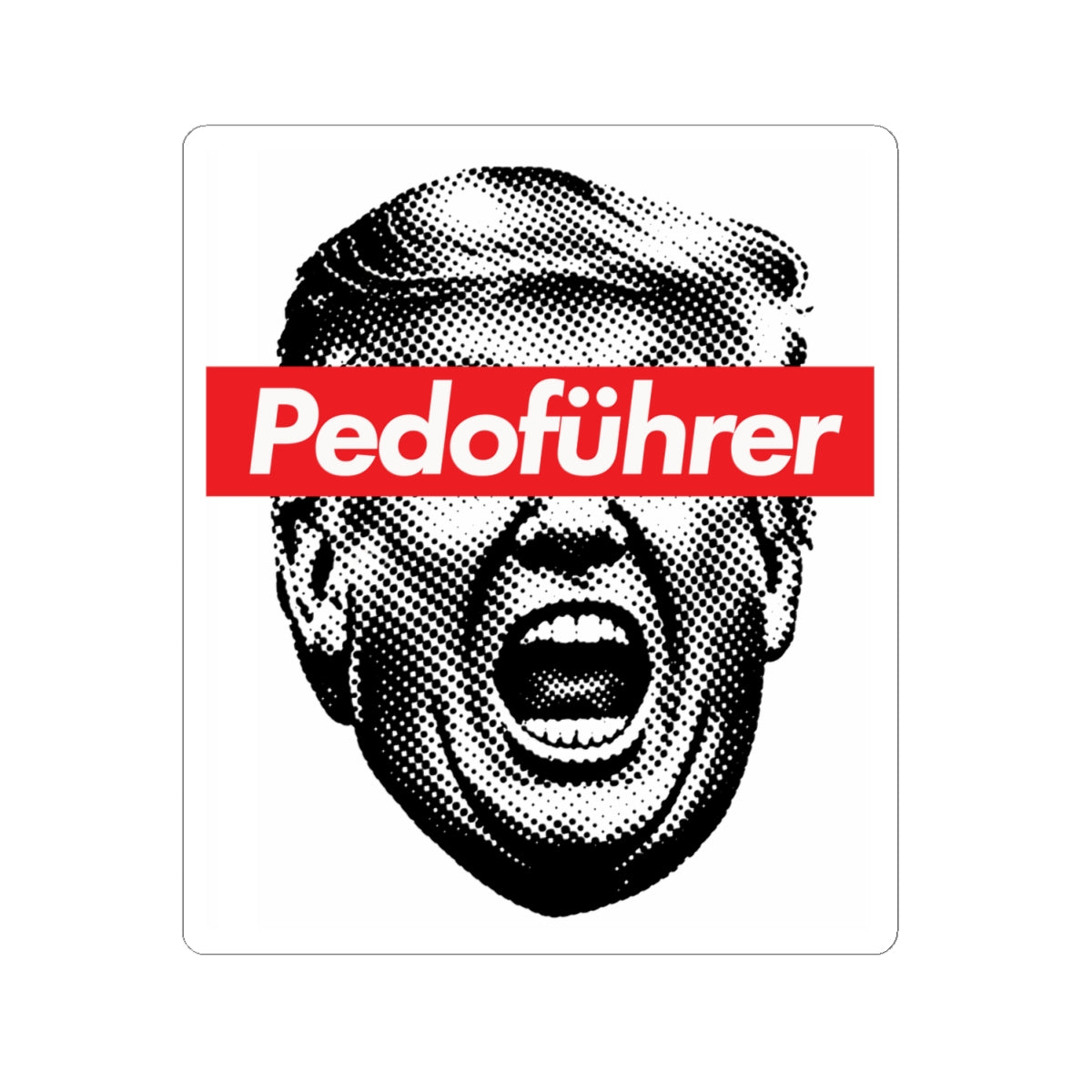 Supreme Leader Trump Text Kiss-Cut Sticker — Black Typography Laptop Decal