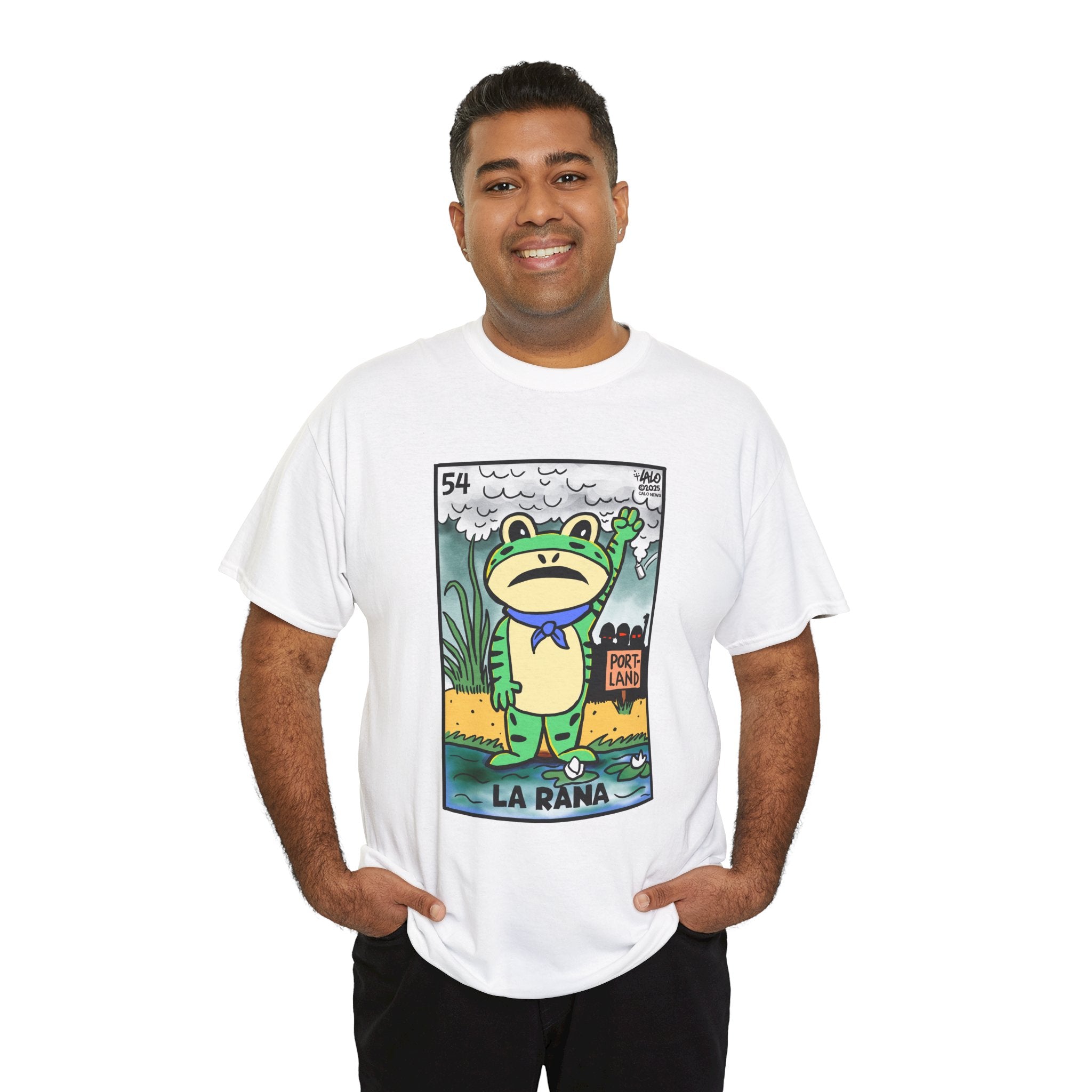 LA RANA DE PORTLAND Voteria T-shirt designed by LALO ALCARAZ #PortlandFrog