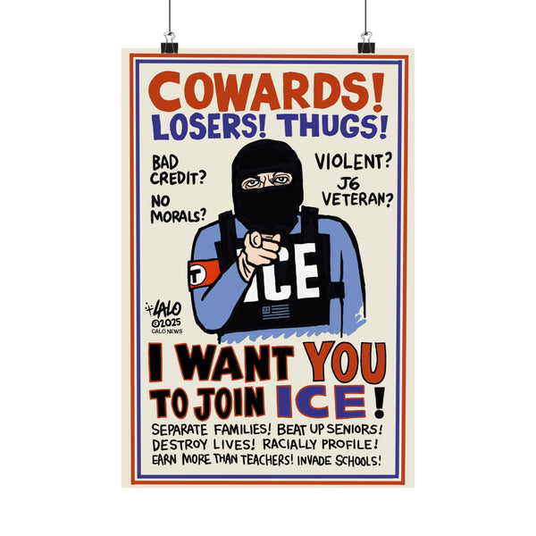 UNCLE ICE WANTS YOU by Lalo Alcaraz Matte Vertical Posters for Home Decor, Wall Art