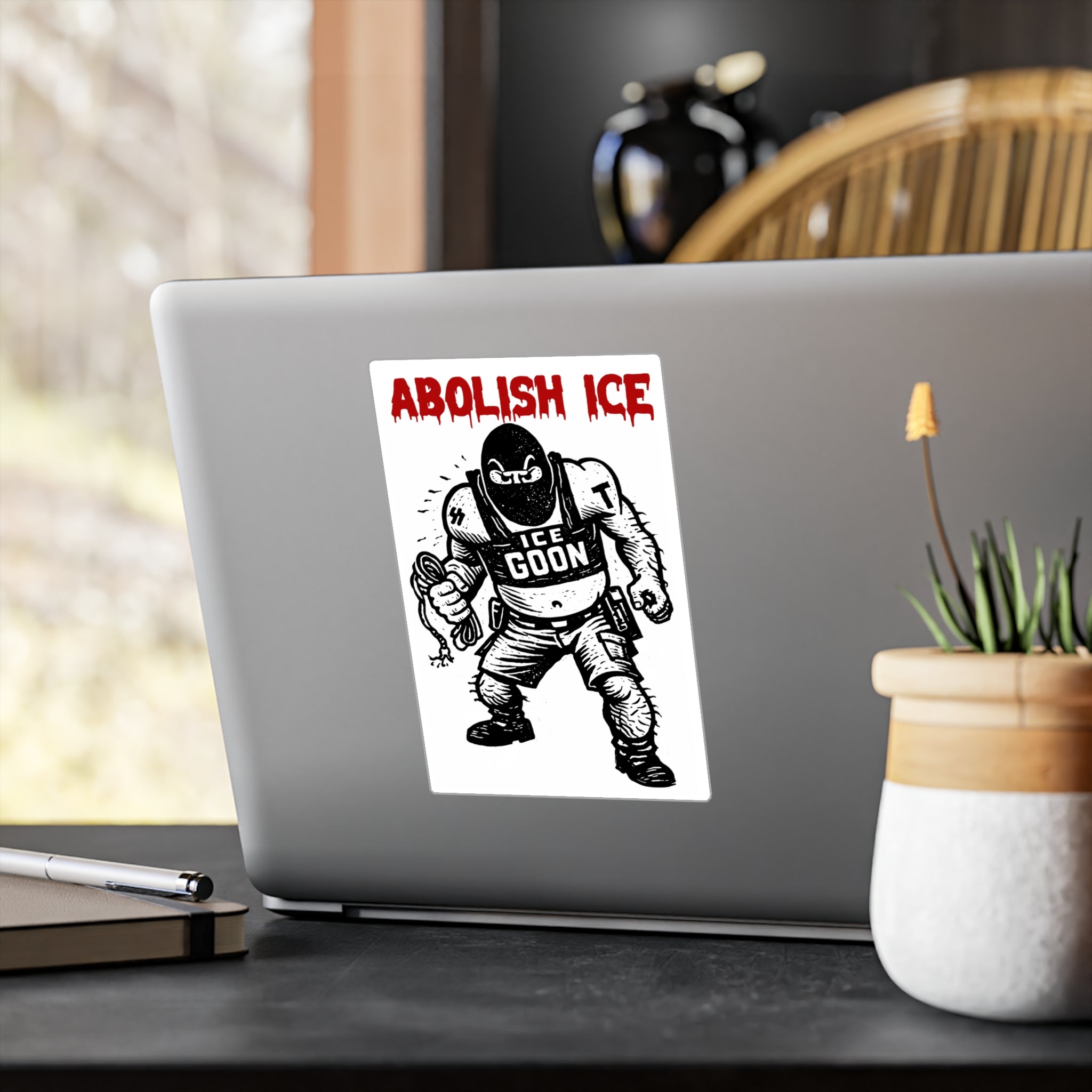 Abolish ICE Vinyl Sticker — 'ICE Goon' Protest Kiss-Cut Decal