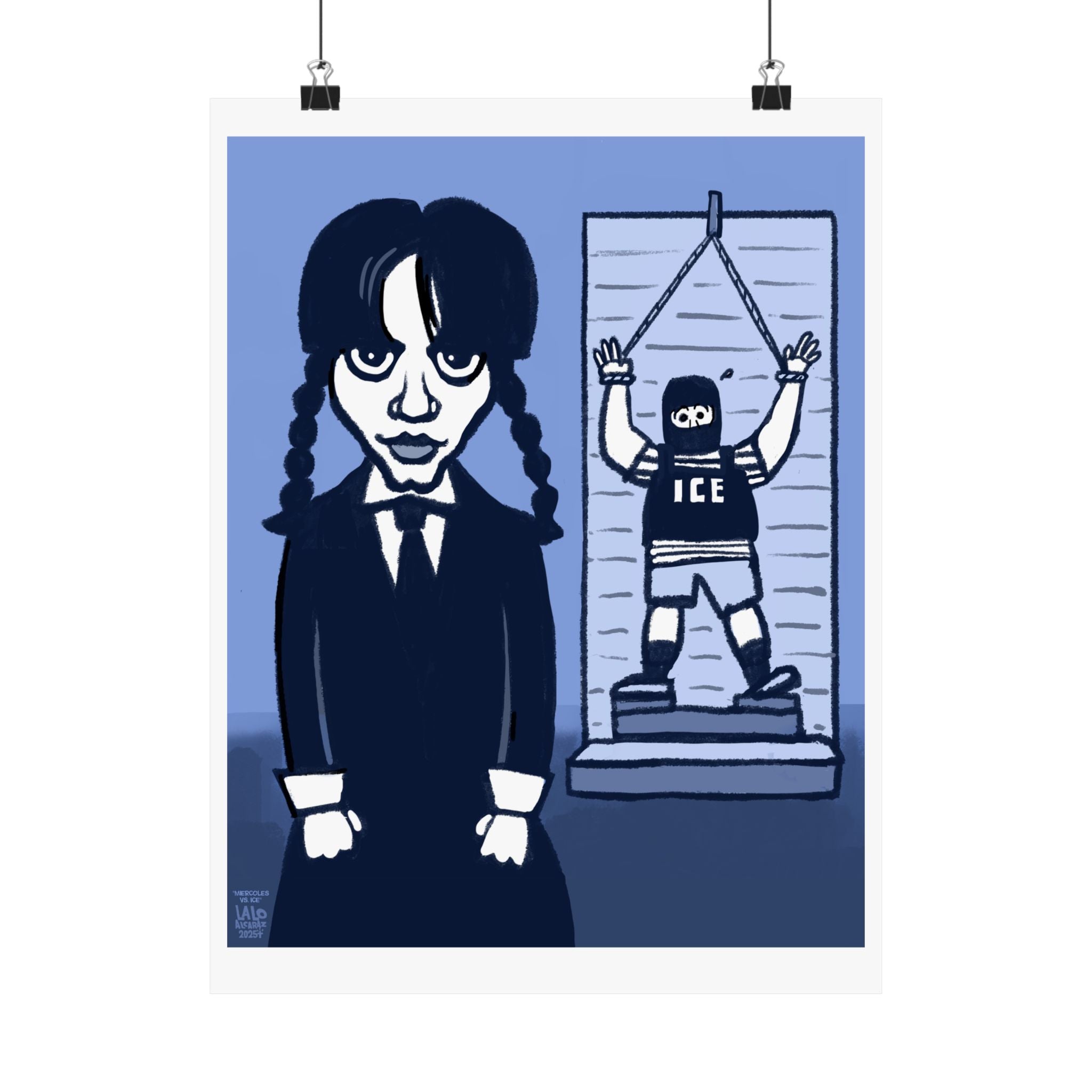 MIERCOLES vs. ICE by LALO ALCARAZ Matte Vertical Posters for Home Decor, Wall Art