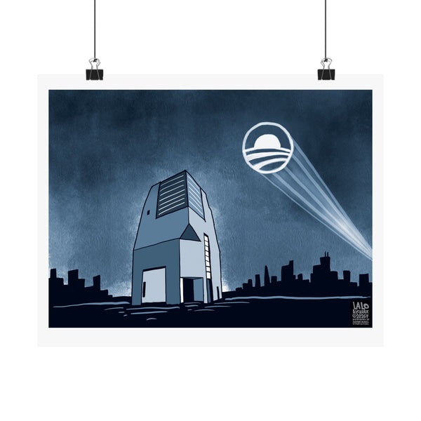 CALLING OBAMA by LALO ALCARAZ - Horizontal Print Political Cartoon Matte Poster —