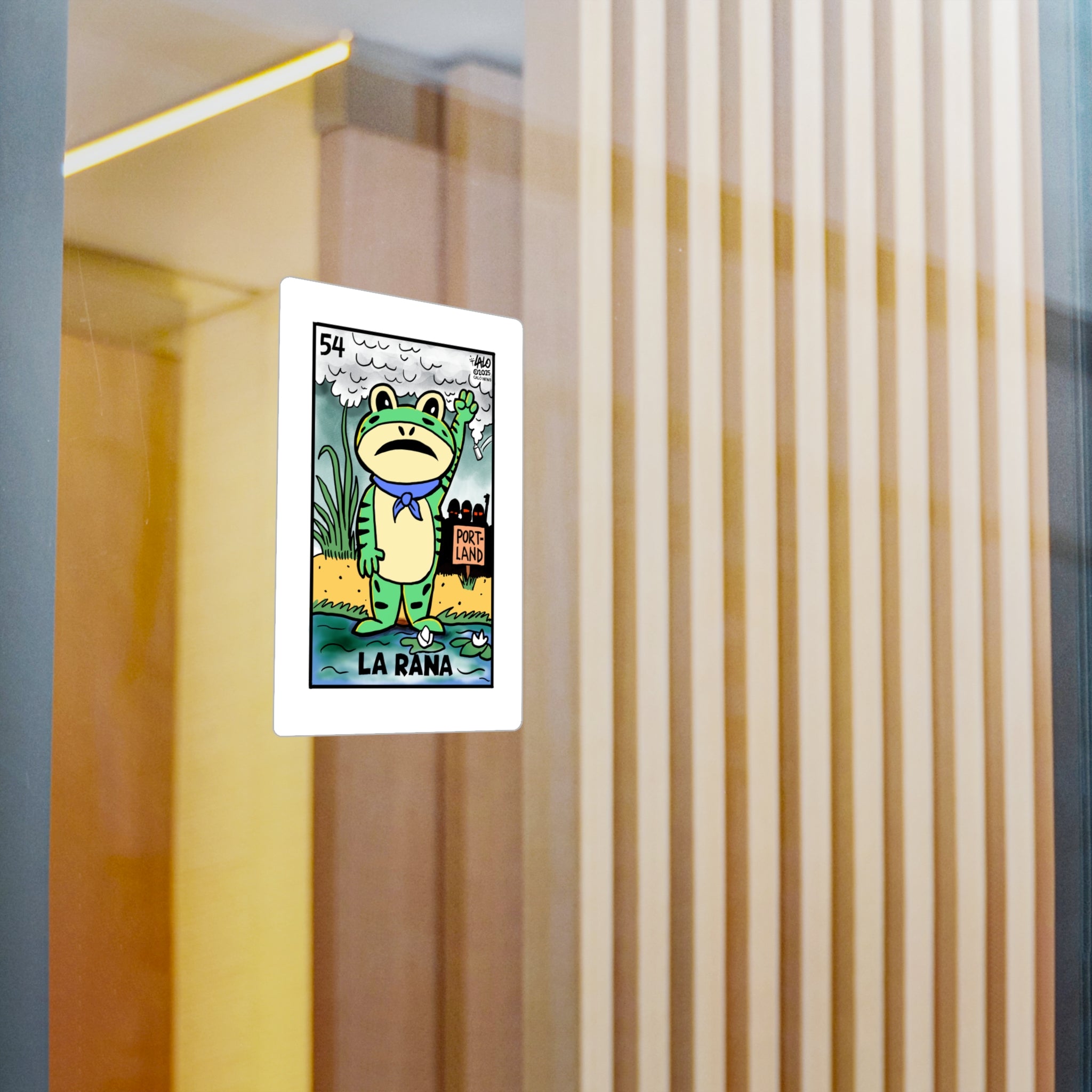 La Rana Frog Sticker — Portland Lotería Style Kiss-Cut Vinyl Decal