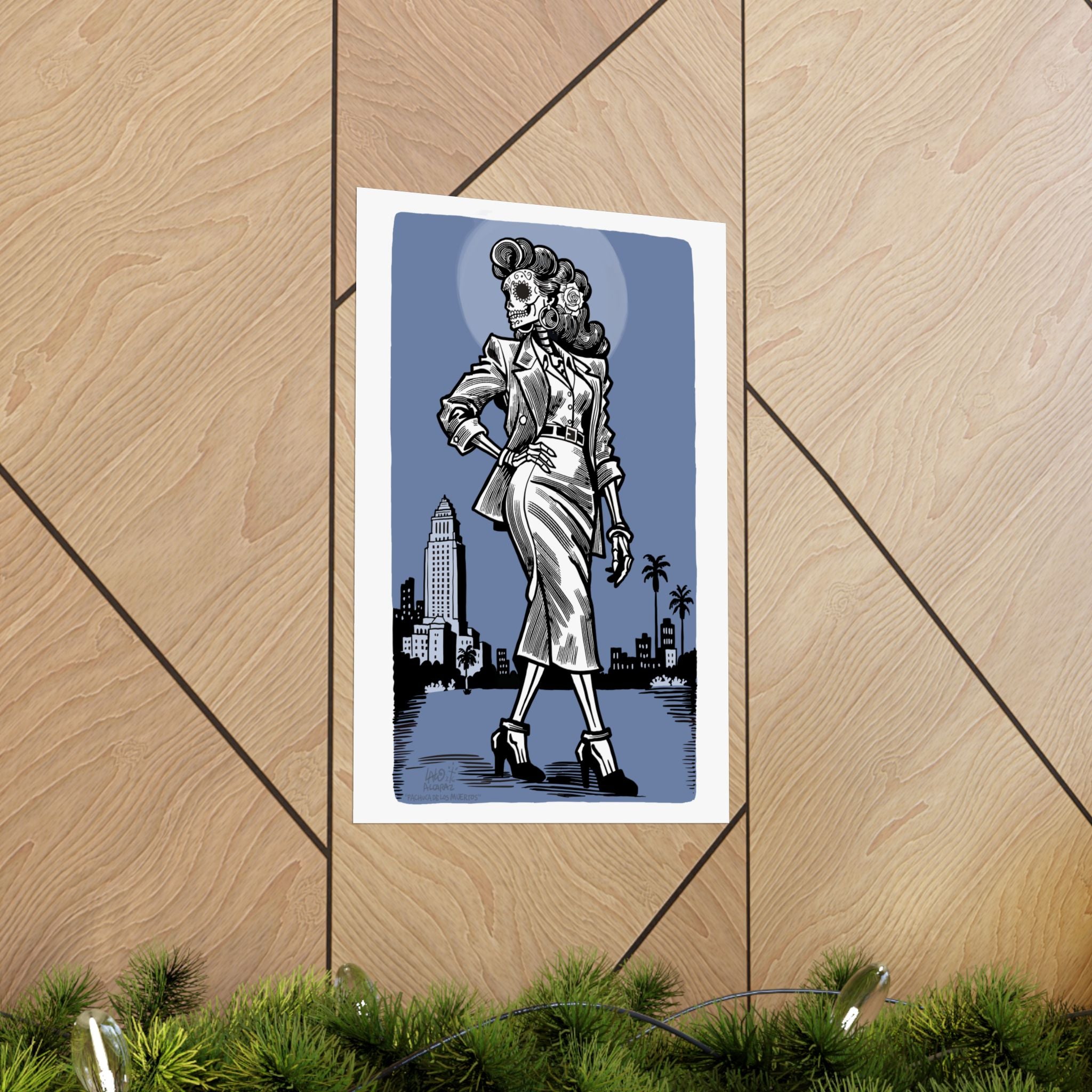 PACHUCA DE LOS MUERTOS Matte Vertical Art Print by Award-Winning Artist LALO ALCARAZ