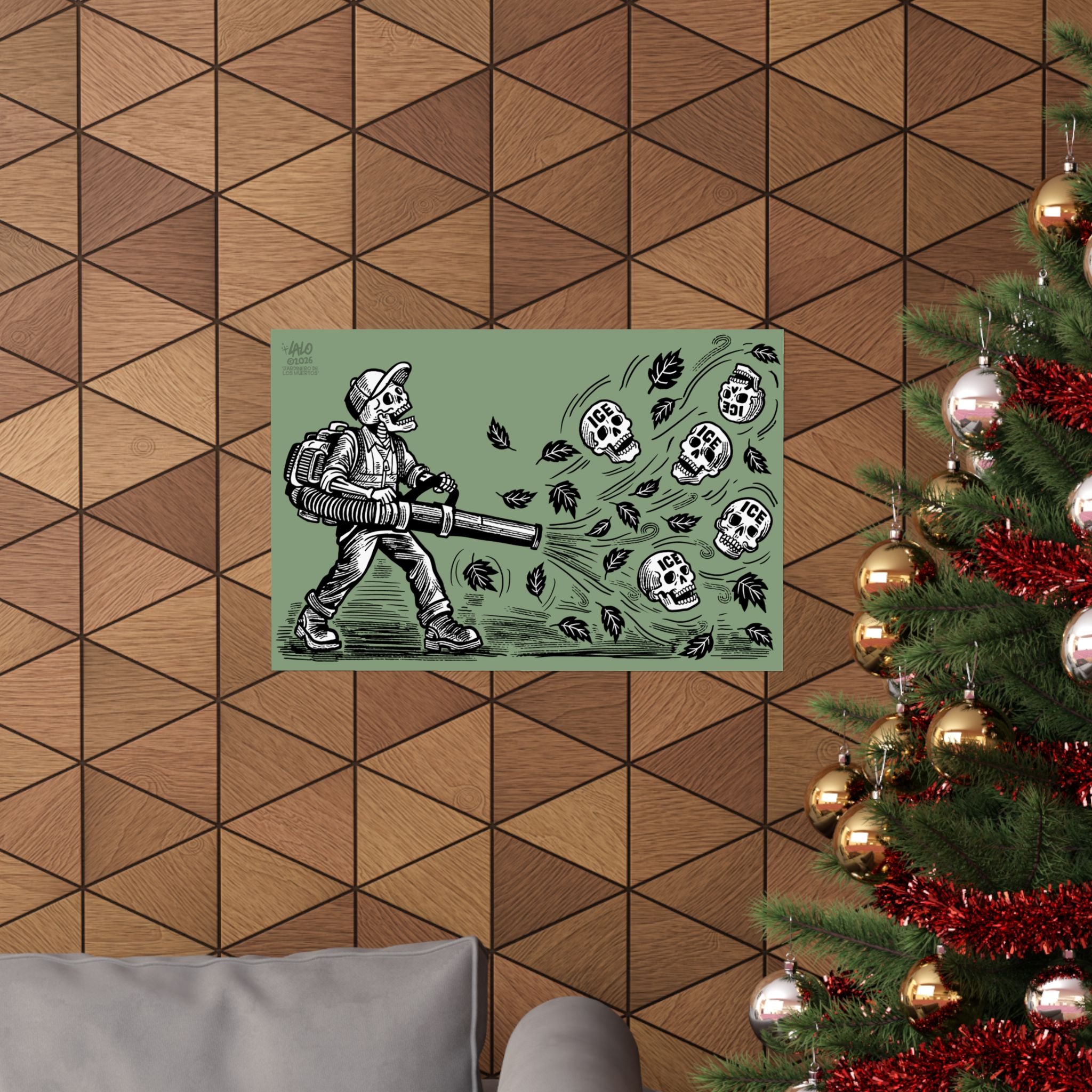 Jardinero de Los Muertos:  Matte Horizontal Poster by Lalo Alcaraz — Day of the Dead Pride Wall Art